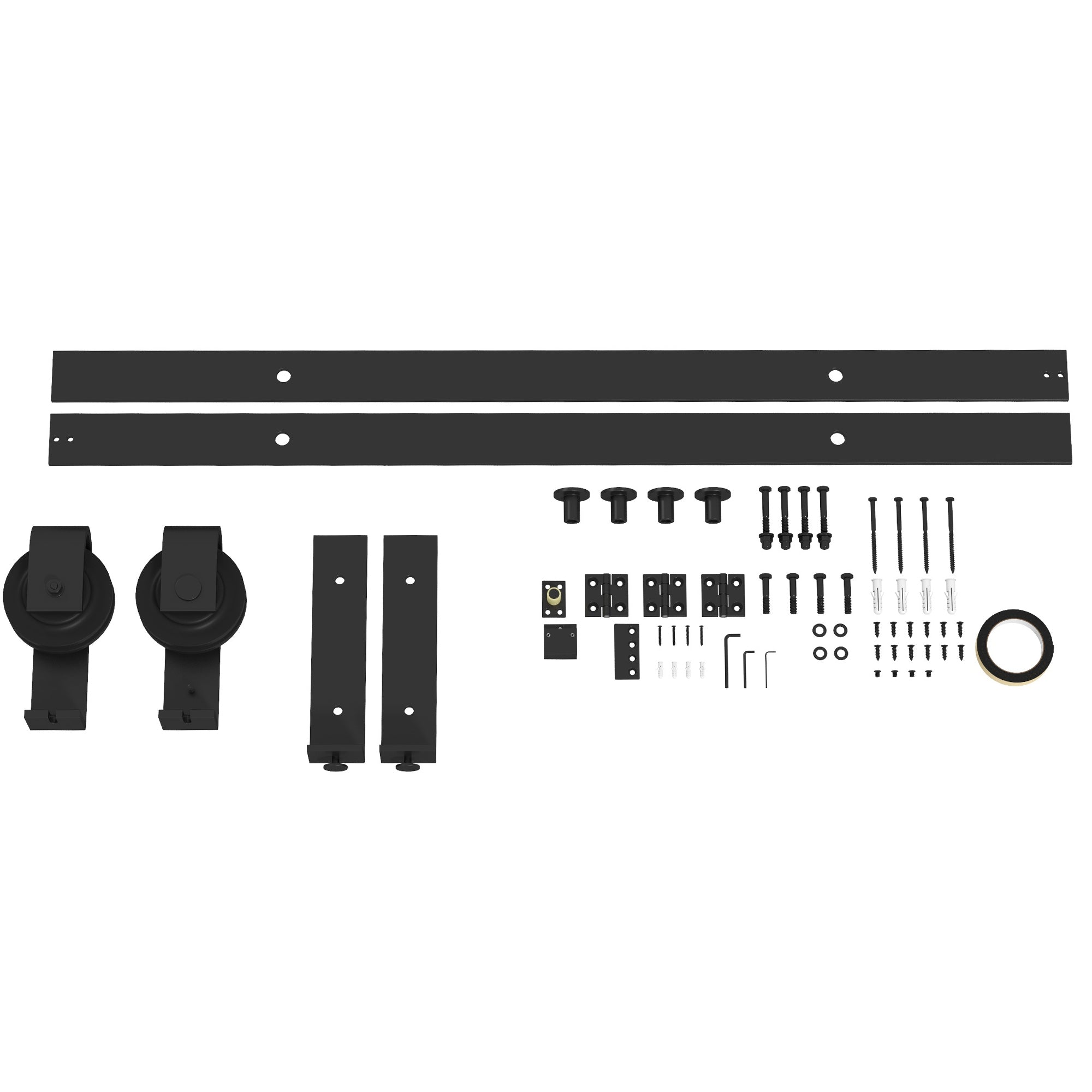 152.5CM Sliding Barn Door Hardware Folding Closet Door Track Kit Steel Foldable Barn Door System for 2 Doors with J-Shaped Hanger - Black