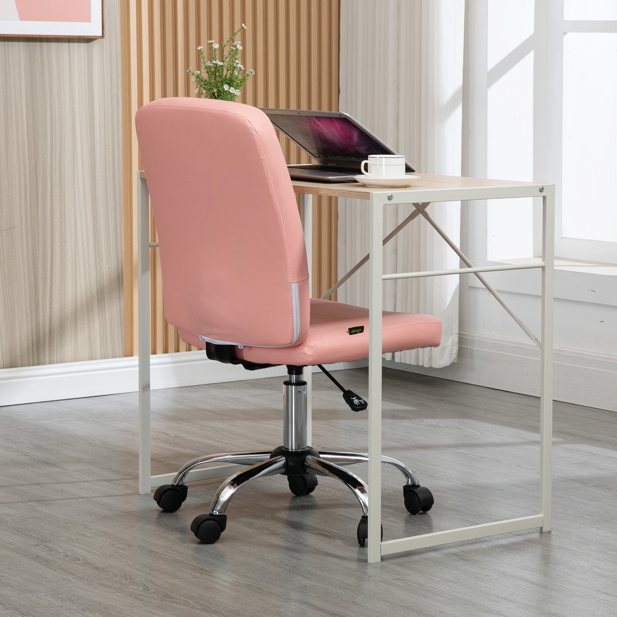 Armless Office Chair Swivel Desk Chair with Height Adjustable Modern Style Load 120 kg 45x59x90-100 cm Pink