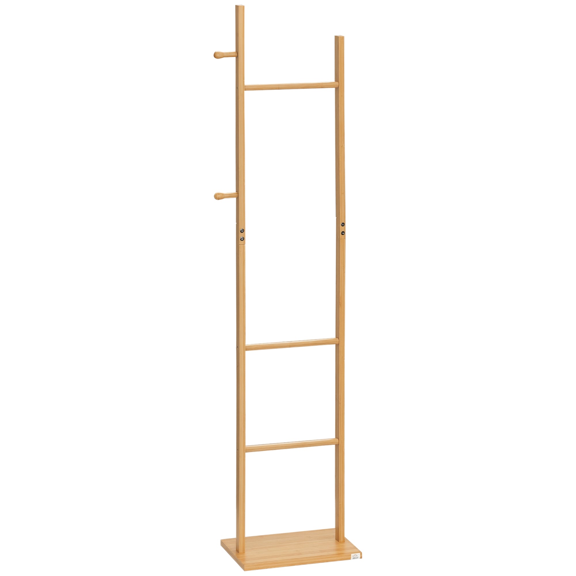 Coat Stand, Clothes Rail with 2 Hooks, 3 Bars, Rack for Hats, Clothing, for Entryway, Hallway, 36 x 24 x 168 cm, Bamboo, Natural