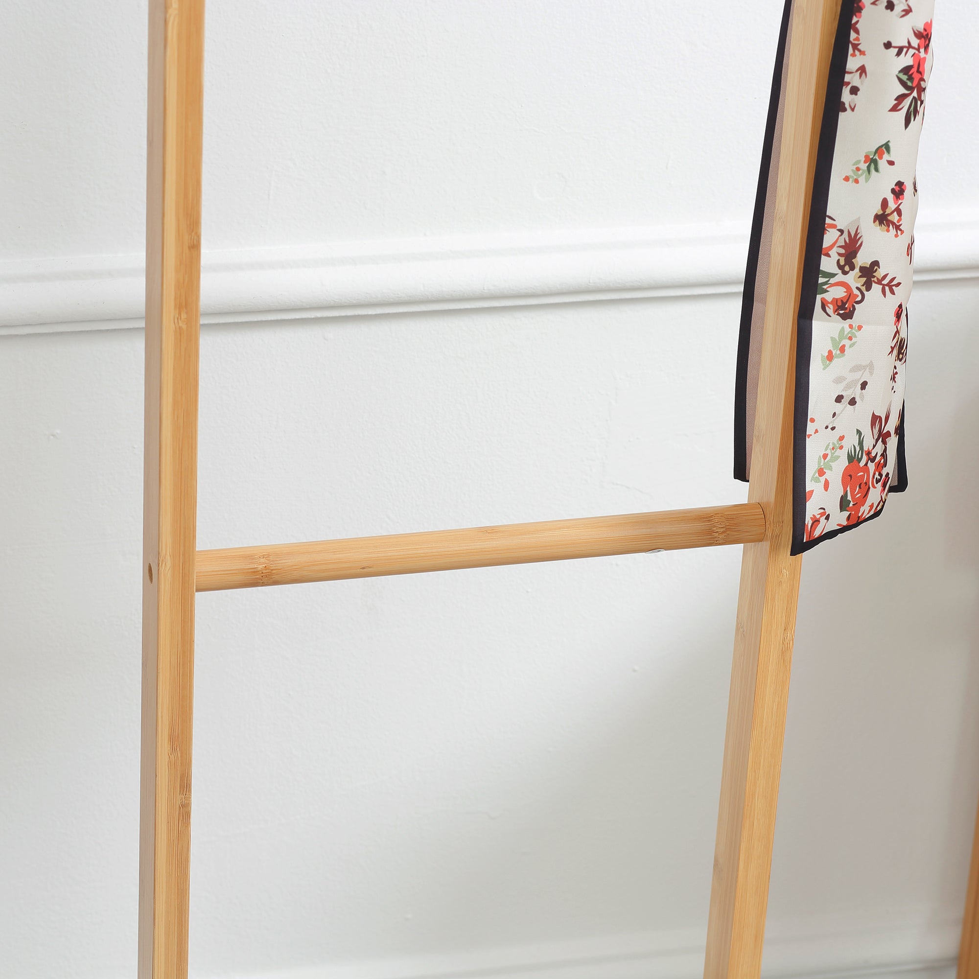 Coat Stand, Clothes Rail with 2 Hooks, 3 Bars, Rack for Hats, Clothing, for Entryway, Hallway, 36 x 24 x 168 cm, Bamboo, Natural