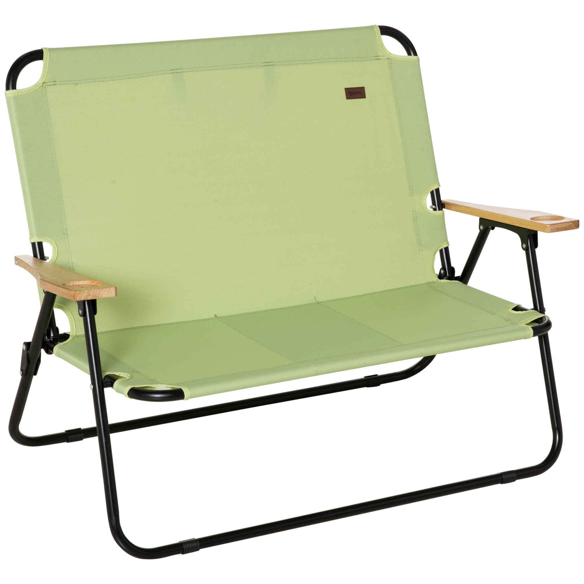 Folding Chair 2-Seater Foldable Camping Chair with Armrests Drink Holder Outdoor Foldable Chair up to 160 kg Load Capacity Sturdy Fishing Chair Garden Chair for Garden Camping Beach