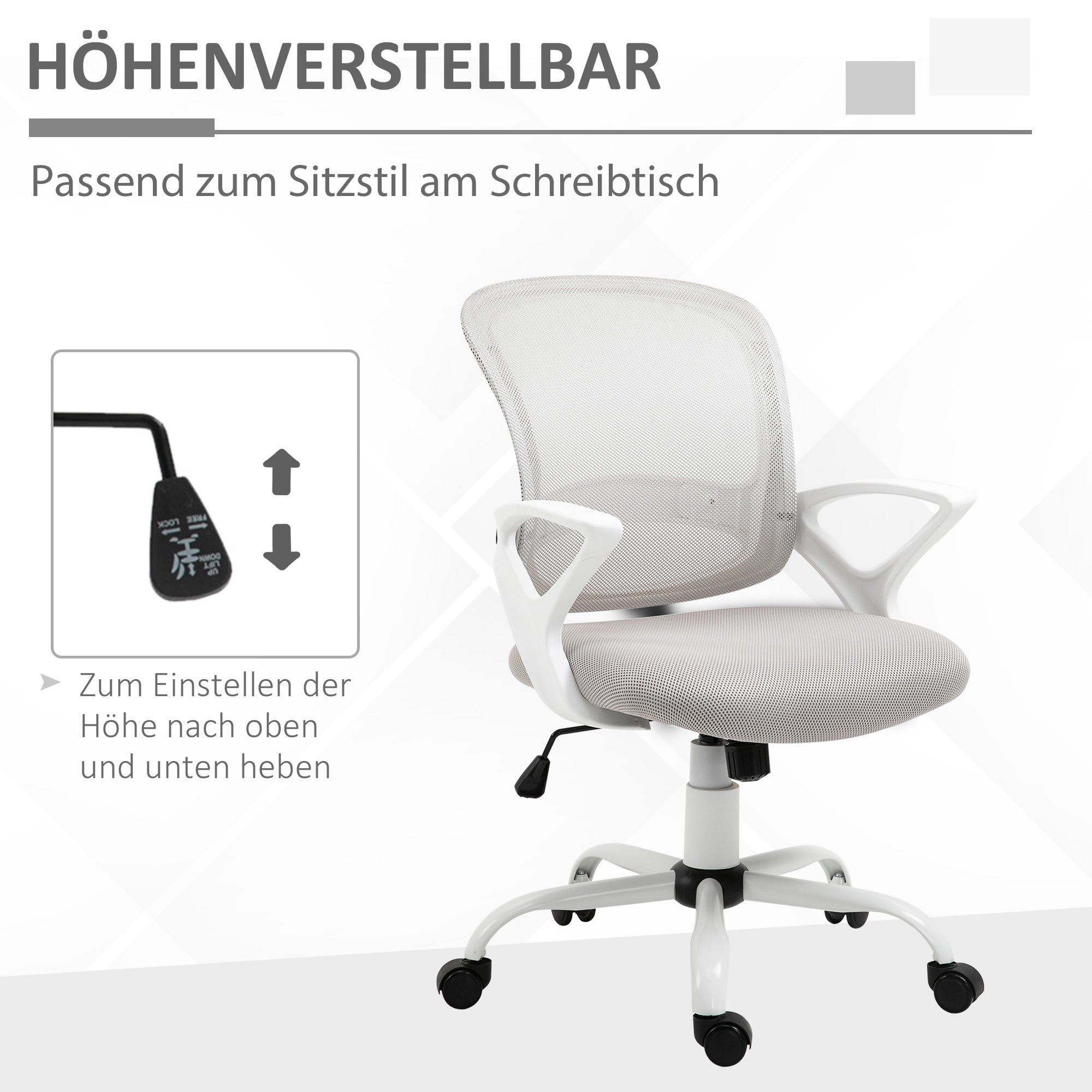 Office Chair Ergonomic Mesh Desk Chair, Adjustable Swivel Chair with Linen Look, Computer Chair for Office, Gray