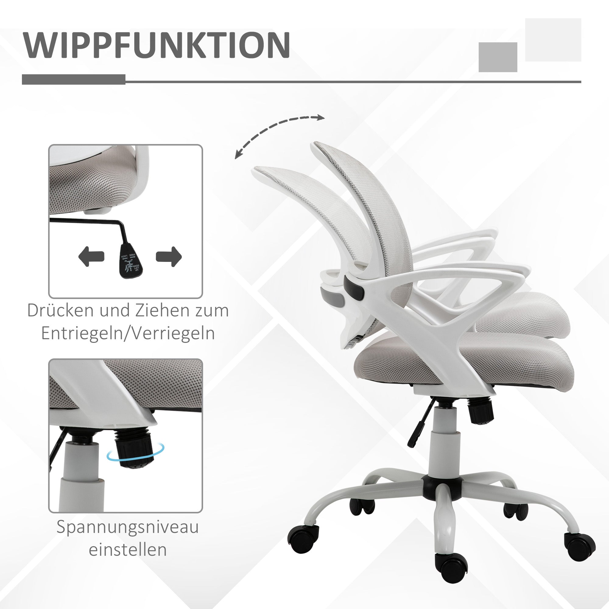 Office Chair Ergonomic Mesh Desk Chair, Adjustable Swivel Chair with Linen Look, Computer Chair for Office, Gray