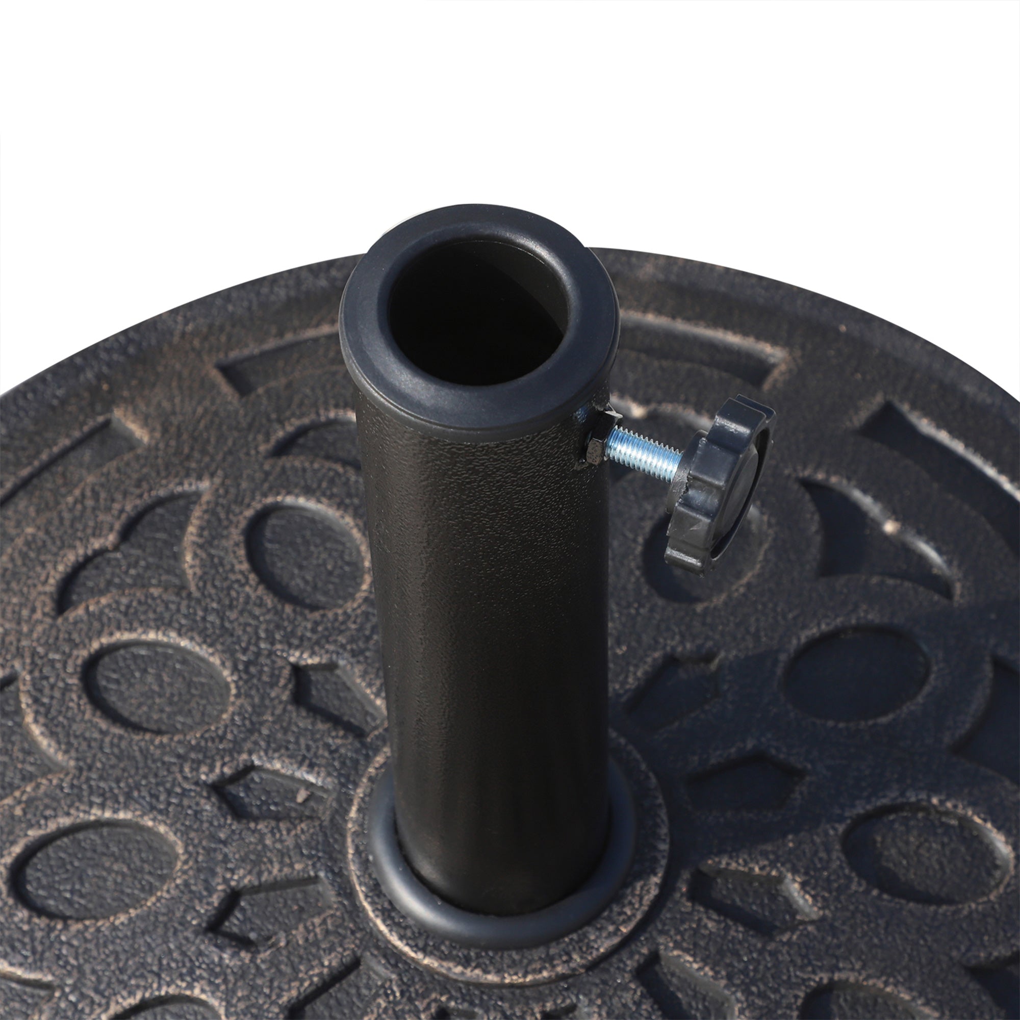 Resin Umbrella Stand 14kg Umbrella Base Handles, Round Umbrella Holder, Umbrella Weight for Umbrella 38mm/48mm Pole Diameter, for Balcony, Terrace, Garden, Bronze