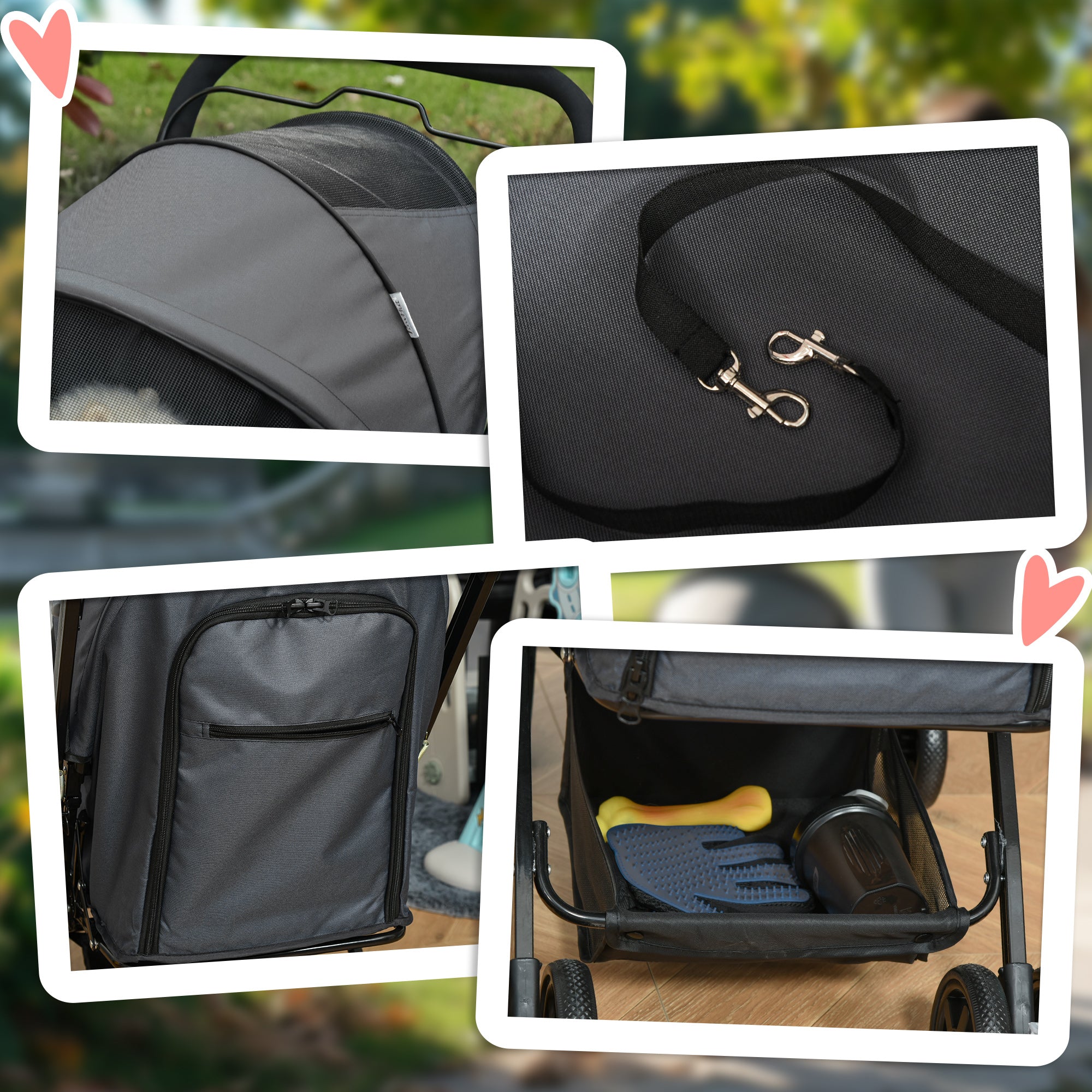 Pet Stroller Dog Buggy for Small Dogs and Cats Pet Carriage Pet Stroller Cat Buggy Oxford Dark Gray 76.5 x 52 x 95 cm