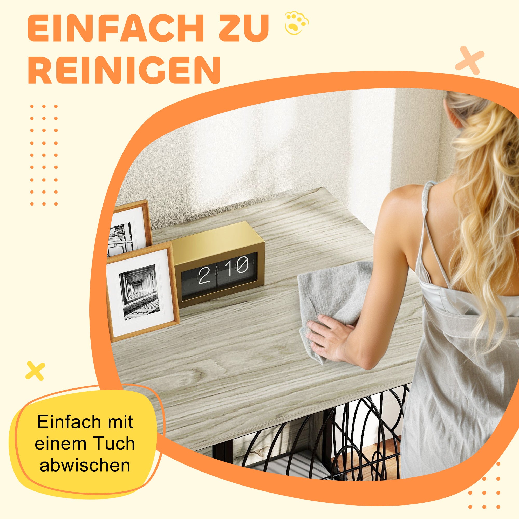 Dog Crate for Home, Doghouse, Indoor Pet Cage with Cushion, Dog House with Window, Dog Box for Large Dogs, Grey, 100 x 60 x 73.5 cm