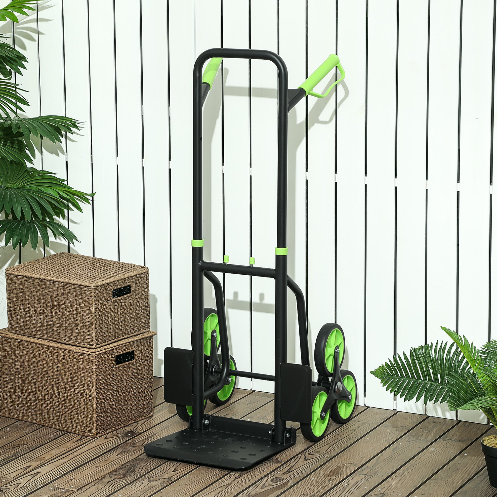 Folding Stair-Climber Hand Truck with Steel Frame, Max 120 kg (106.5 cm) – Moving Dolly for Home, Workshop, Storage, Green