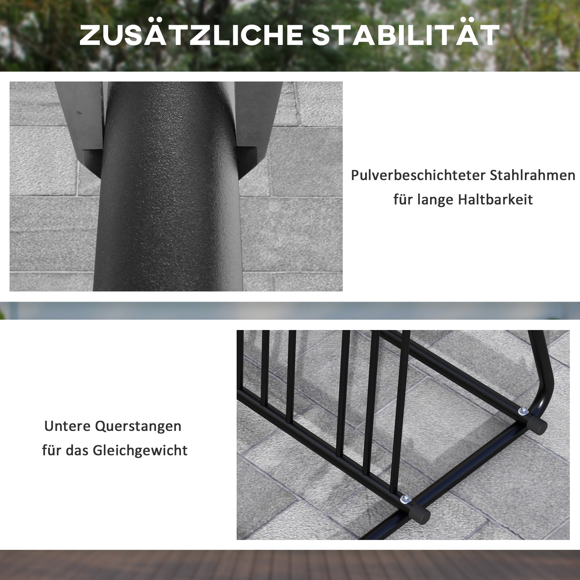 Bike Stand Bicycle Rack Multi Bike Rack Display Stand Bike Stand weatherproof up to 6 bikes on both sides 155 x 100 x 75 cm, Steel Black