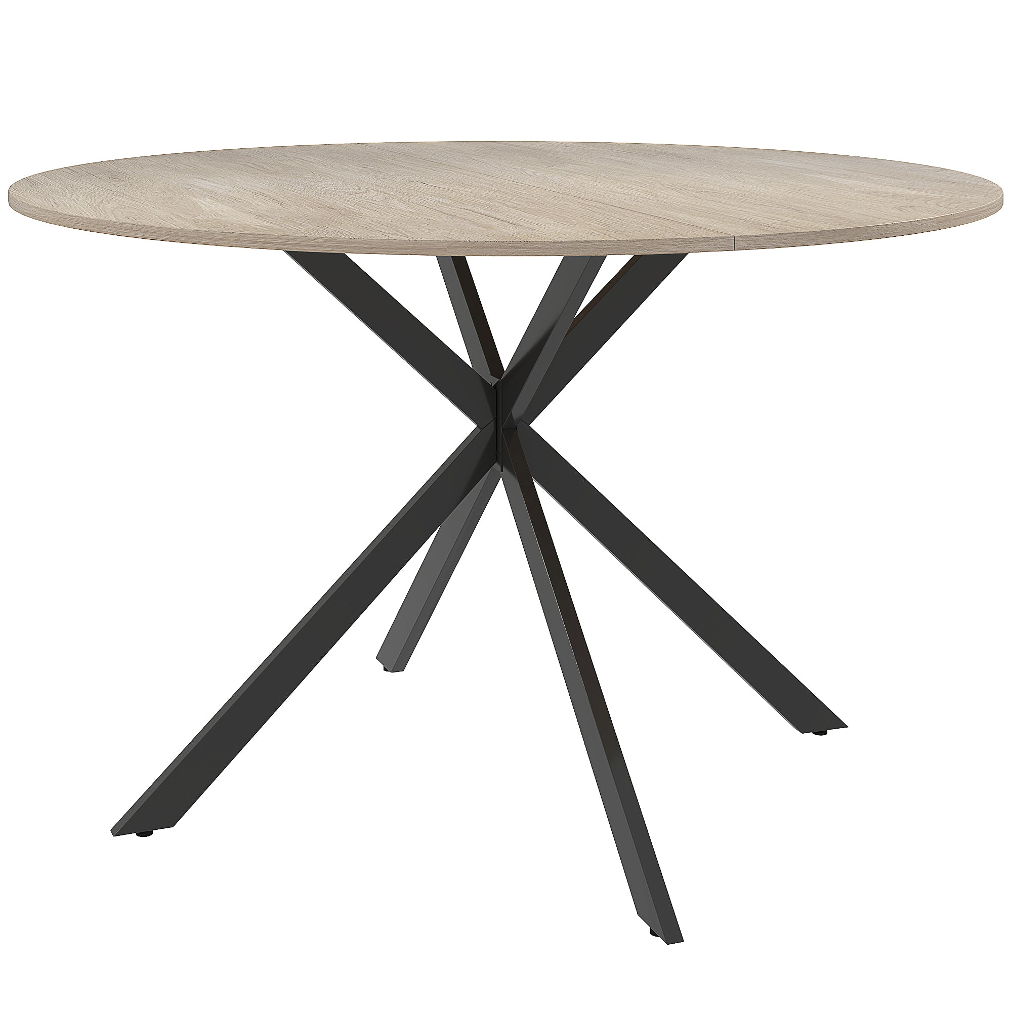Round Dining Table for 4 People Industrial Kitchen Table with Steel Frame Ø120x75 cm Dark Brown