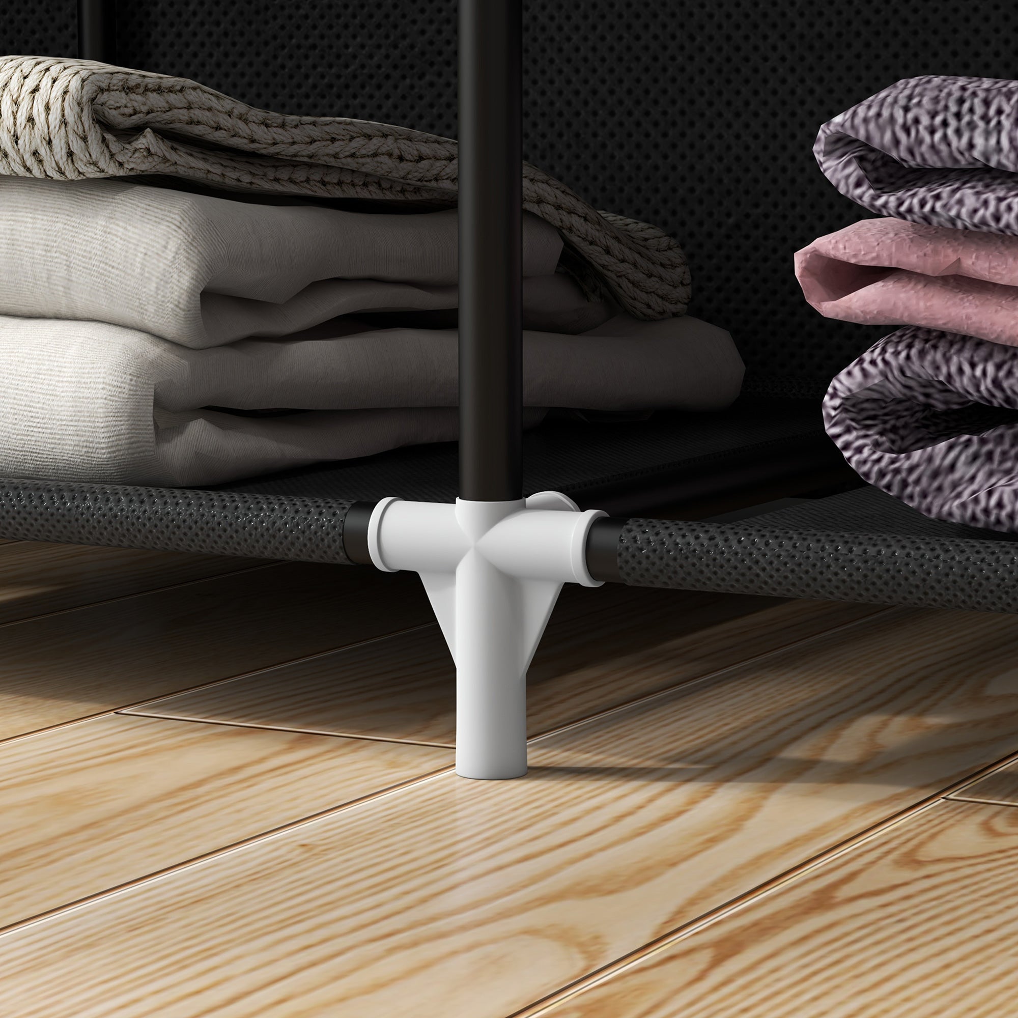 Fabric Wardrobe, Clothes Closet with Hanging Rod, 8 Shelves, Foldable Closet, Folding Wardrobe for Bedroom, Hallway, Non-Woven Fabric, Black, 125 x 43 x 162.5 cm