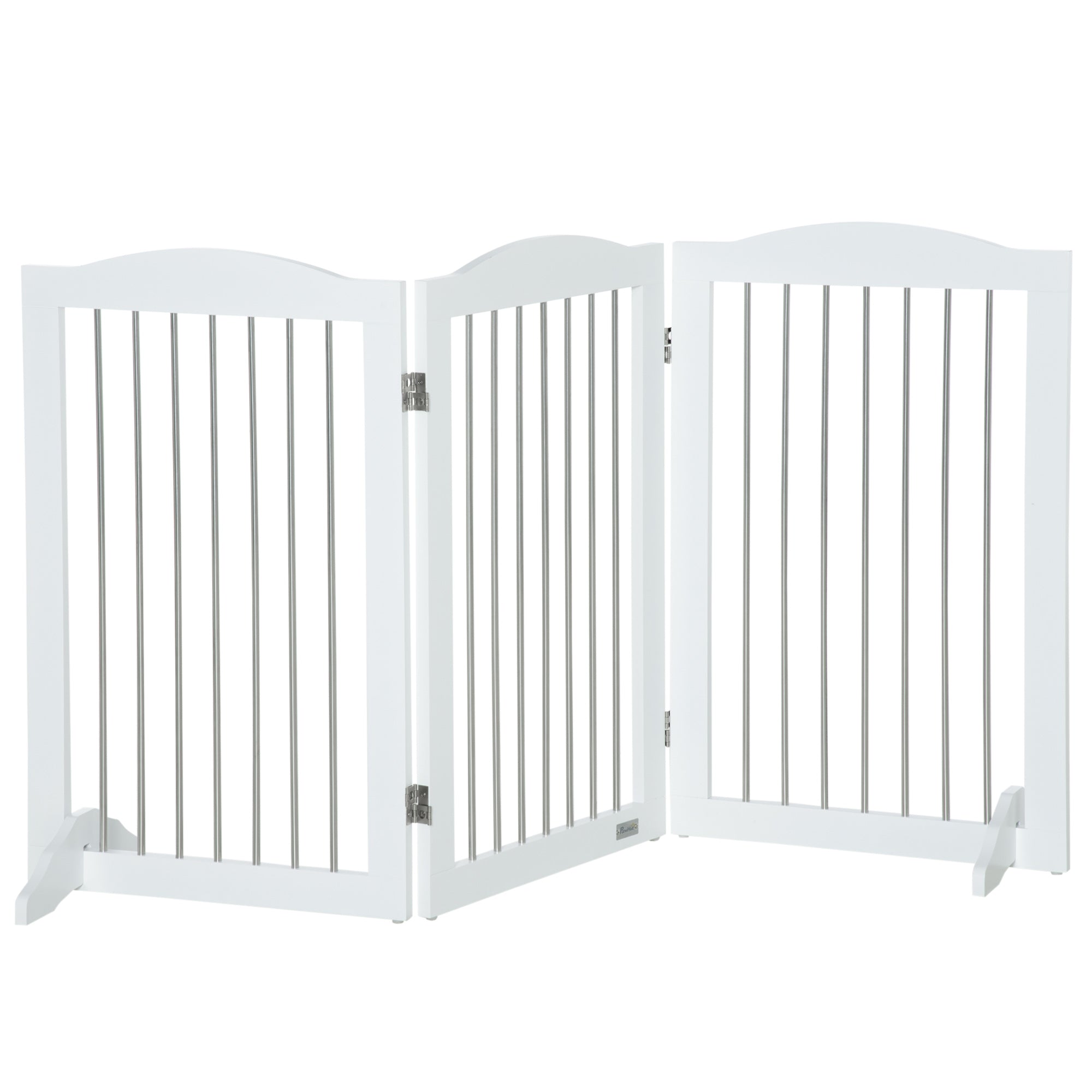 Dog Barrier, Door Guard, Foldable Dog Gate with Stand, 3 Panels, Stair Gate for Stairs, Hallway, White, 154 x 30 x 80 cm