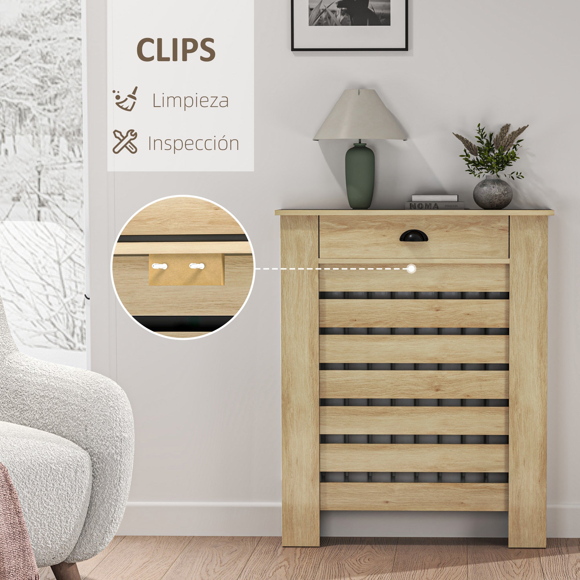 Radiator Cover with Drawer MDF Radiator Cover for Living Room Bedroom Hallway 78x19x95.5 cm Oak