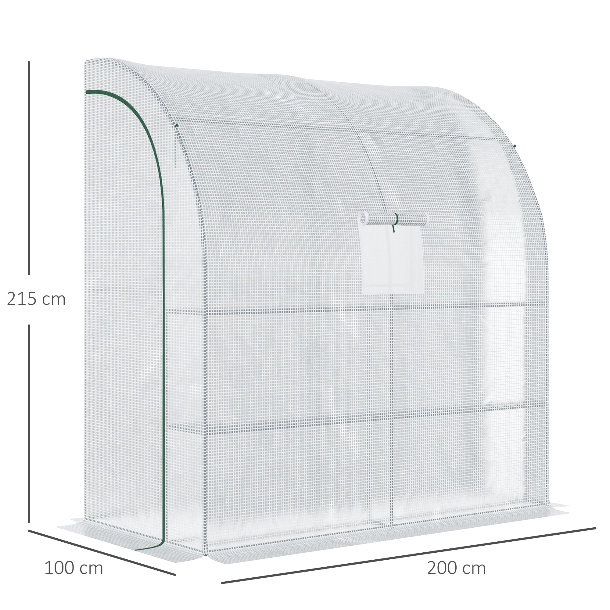 Foil Greenhouse Tomato Greenhouse with Mesh Window, Greenhouse with Roll-Up Doors, Propagation House with UV Protection, White, 200 x 100 x 215 cm