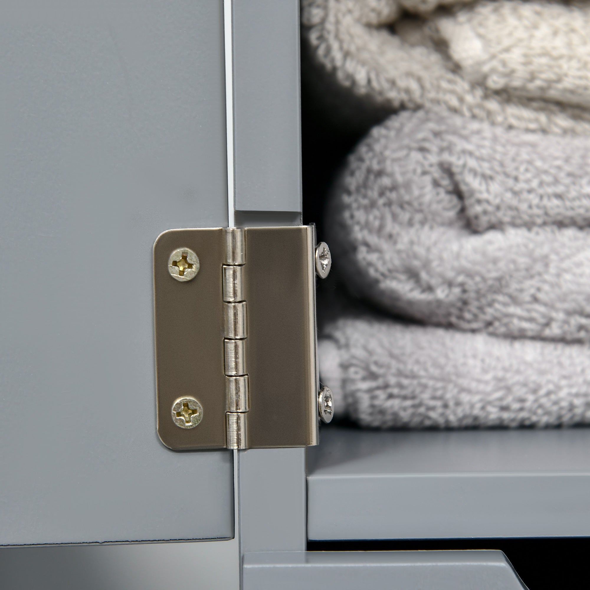 Modern Bathroom Auxiliary Column Bathroom Cabinet with 2 Shelves, 2 Drawers, and 1 Anti-Tip Door 15x33x136.5 cm Gray