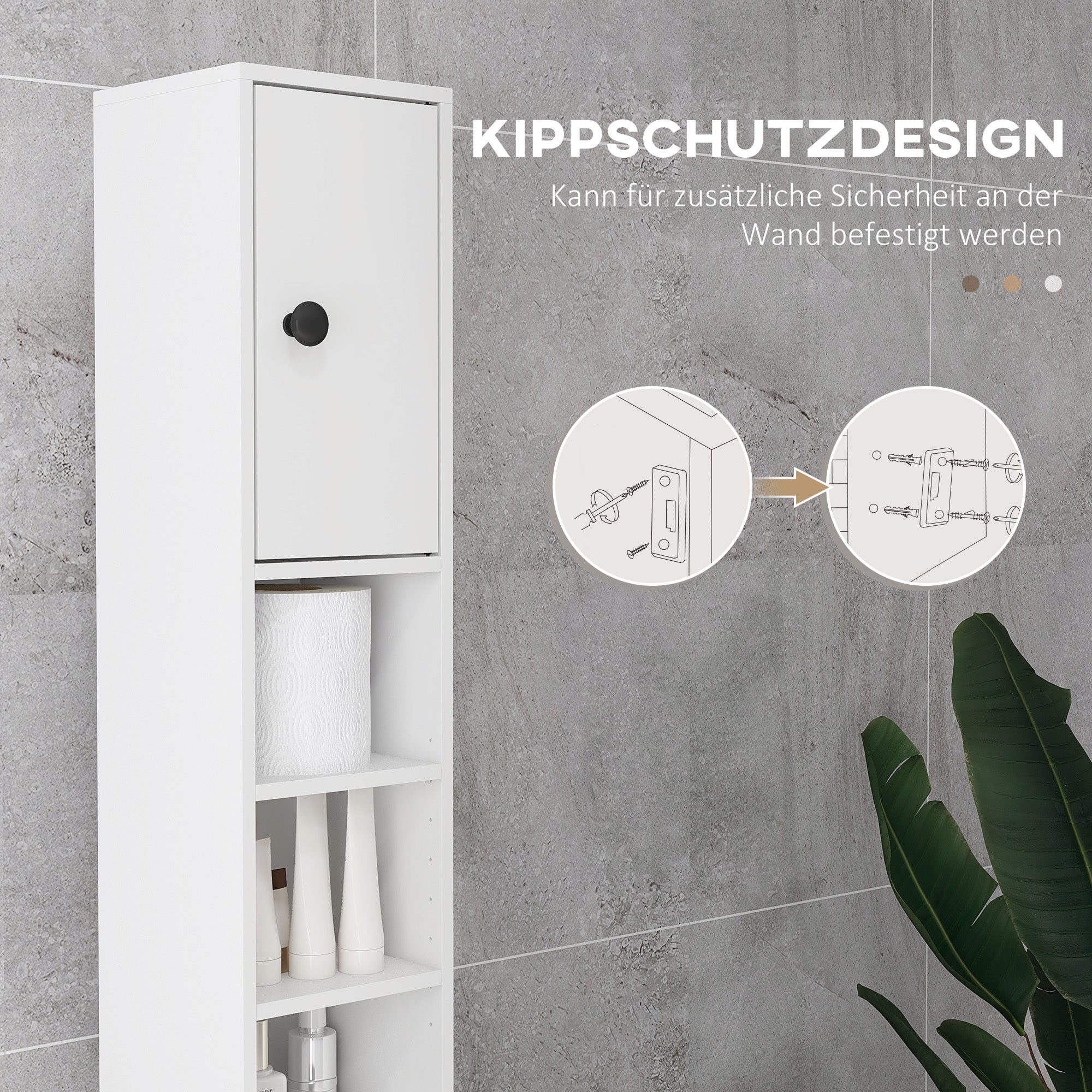 Bathroom Cabinet Slim, Tall Cabinet Toilet Cabinet with Drawer and 4 Open Shelves, Bathroom Cabinet for Small Spaces Bathroom, Living Room 20 x 20 x 180 cm White