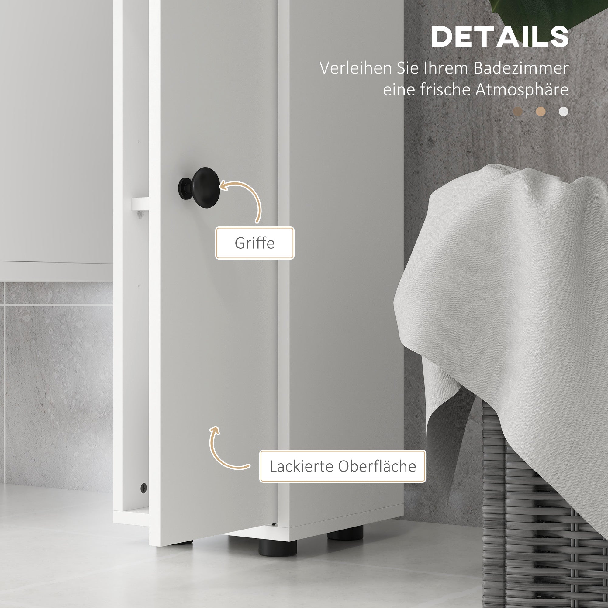 Bathroom Cabinet Slim, Tall Cabinet Toilet Cabinet with Drawer and 4 Open Shelves, Bathroom Cabinet for Small Spaces Bathroom, Living Room 20 x 20 x 180 cm White