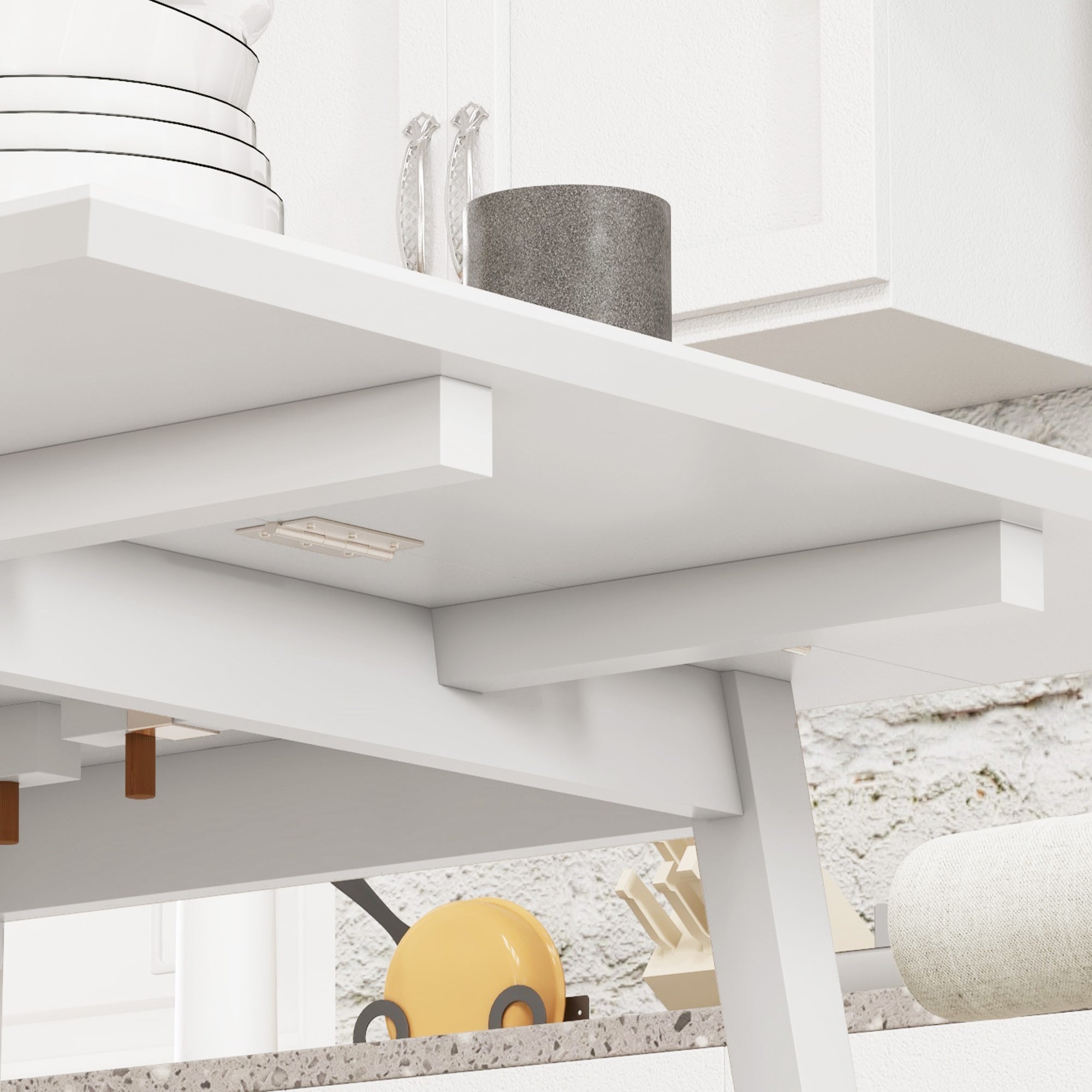 Folding Dining Table Kitchen Table for 2-4 Persons Dining Table Foldable in Country Style for Small Spaces, Kitchen, Dining Room 110 x 86 x 75 cm, White