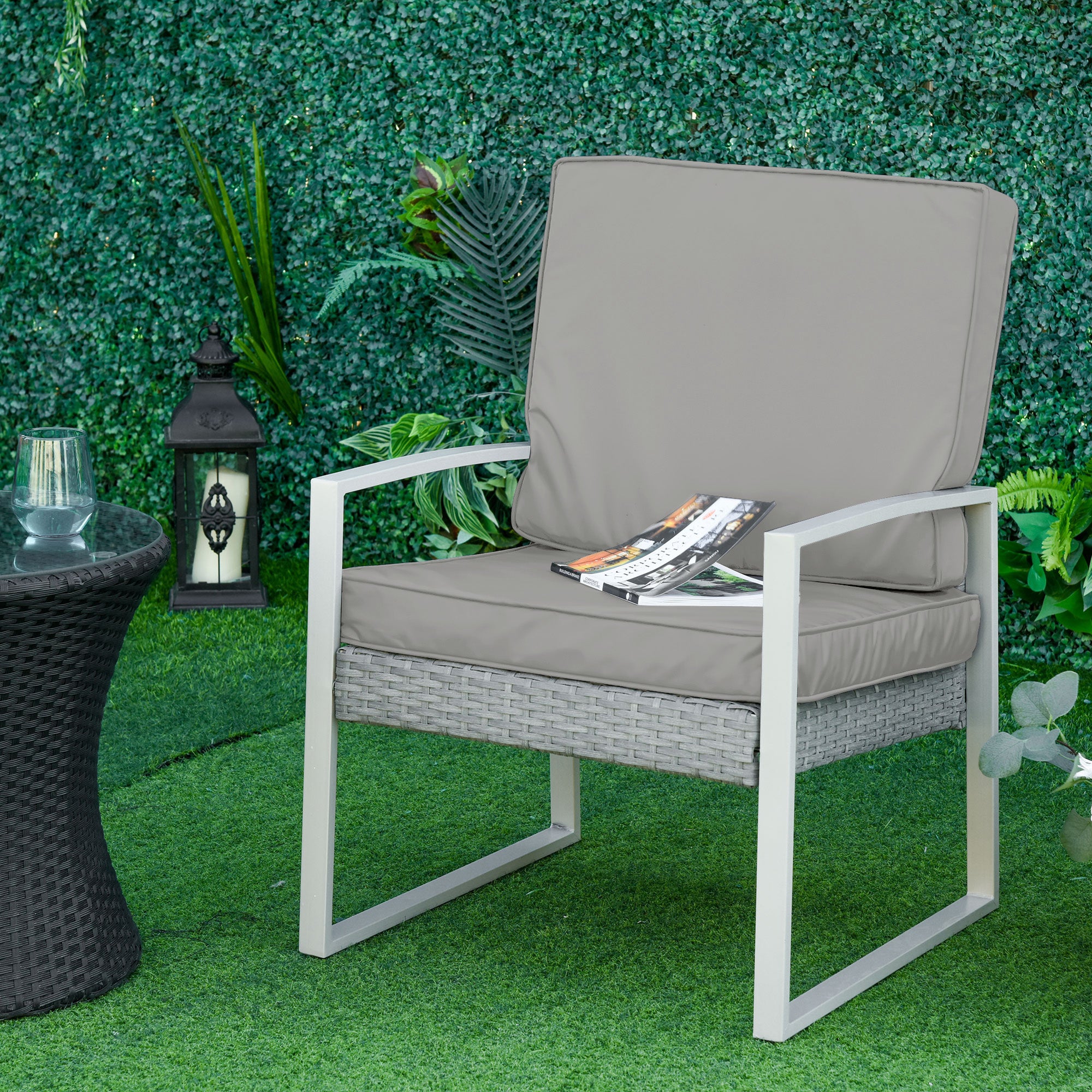 Set of 2 chair cushions removable seat cushions high comfort padded cushions foam polyester fabric light gray