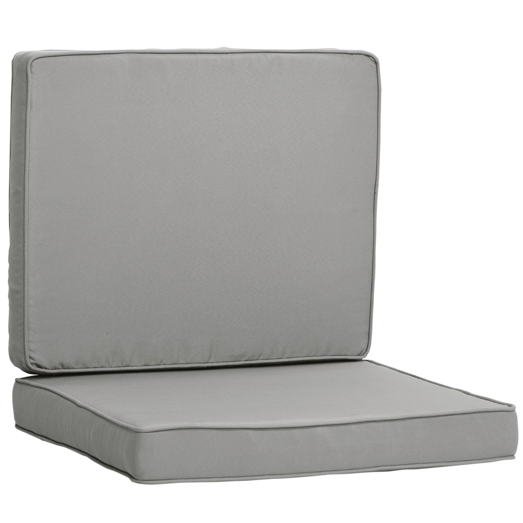 Set of 2 chair cushions removable seat cushions high comfort padded cushions foam polyester fabric light gray