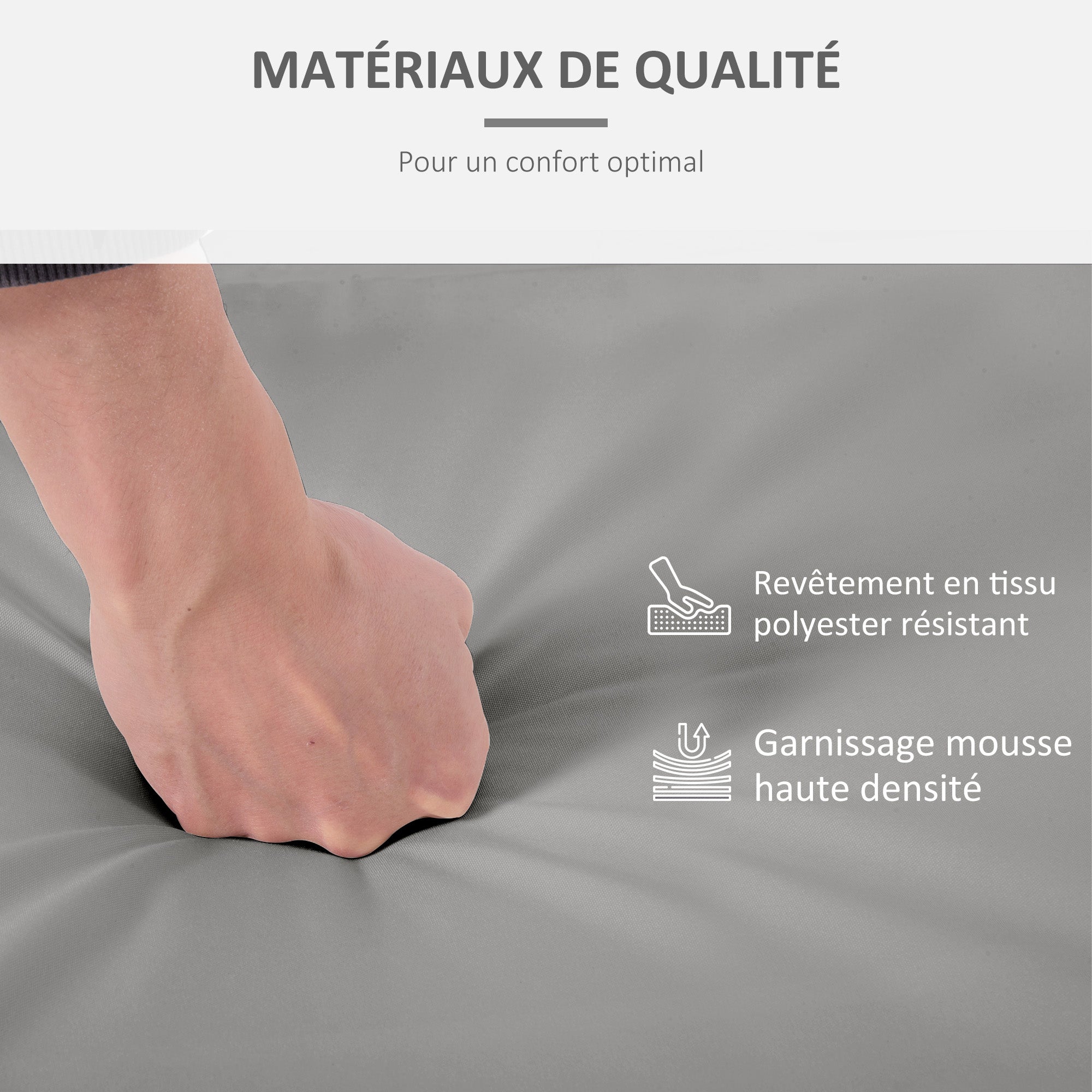 Set of 2 chair cushions removable seat cushions high comfort padded cushions foam polyester fabric light gray