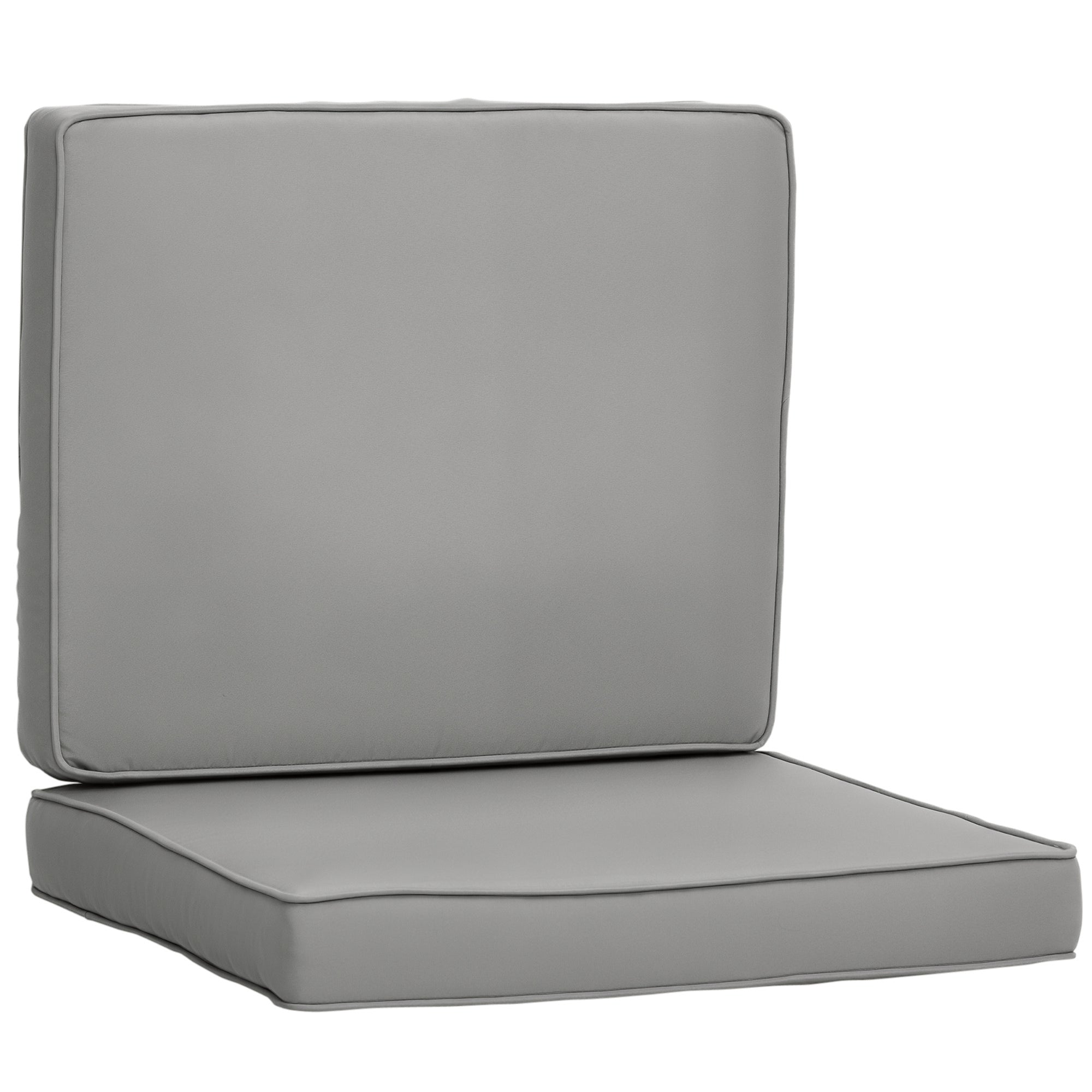 Set of 2 chair cushions removable seat cushions high comfort padded cushions foam polyester fabric light gray