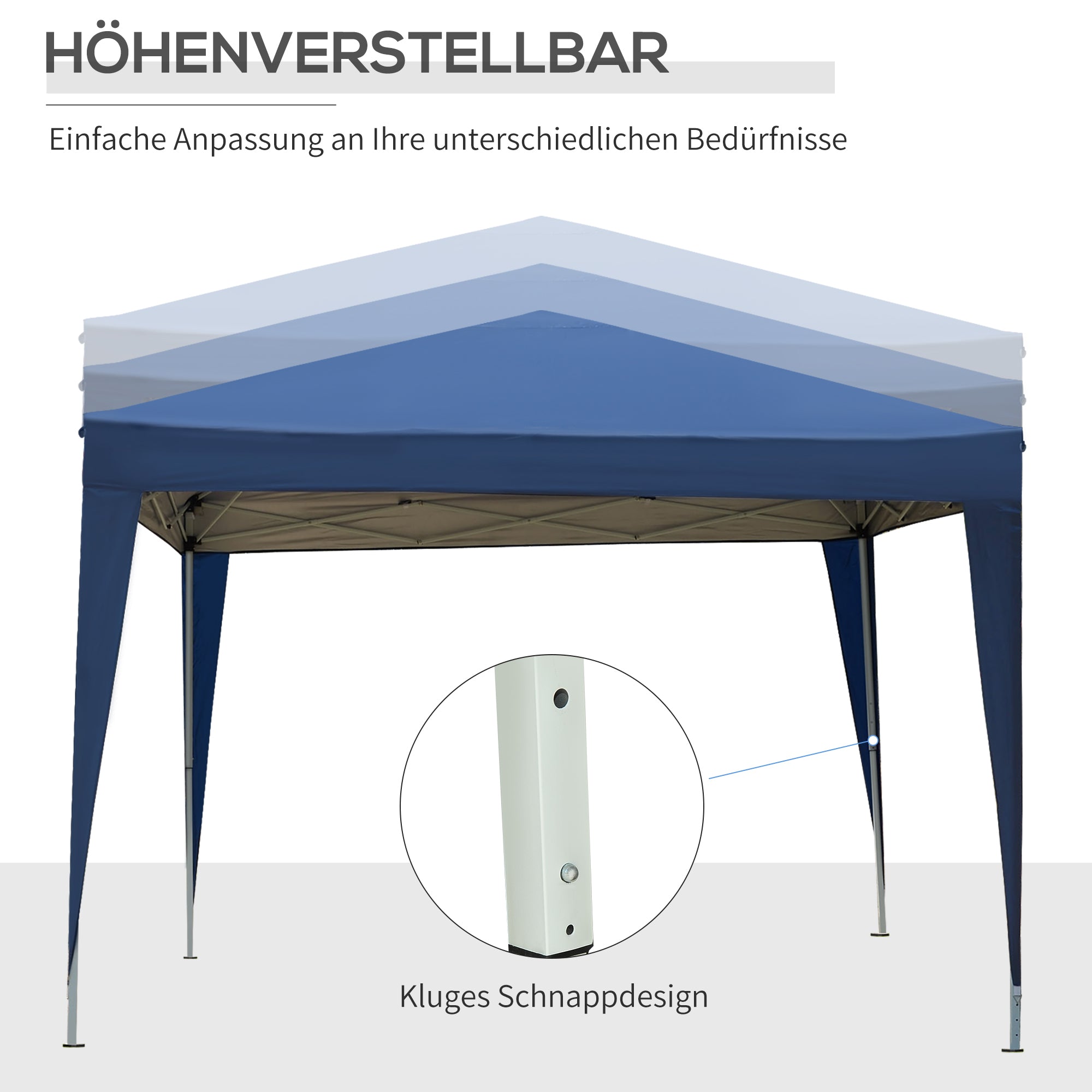 Pavilion approx. 3x3m, Water-Resistant Stable Winterproof Pop-up Folding Pavilion, UV Protection 50+, Foldable Party Tent Garden Tent with 4 Sidewalls Pocket Garden Pavilion for Camping Garden, Blue