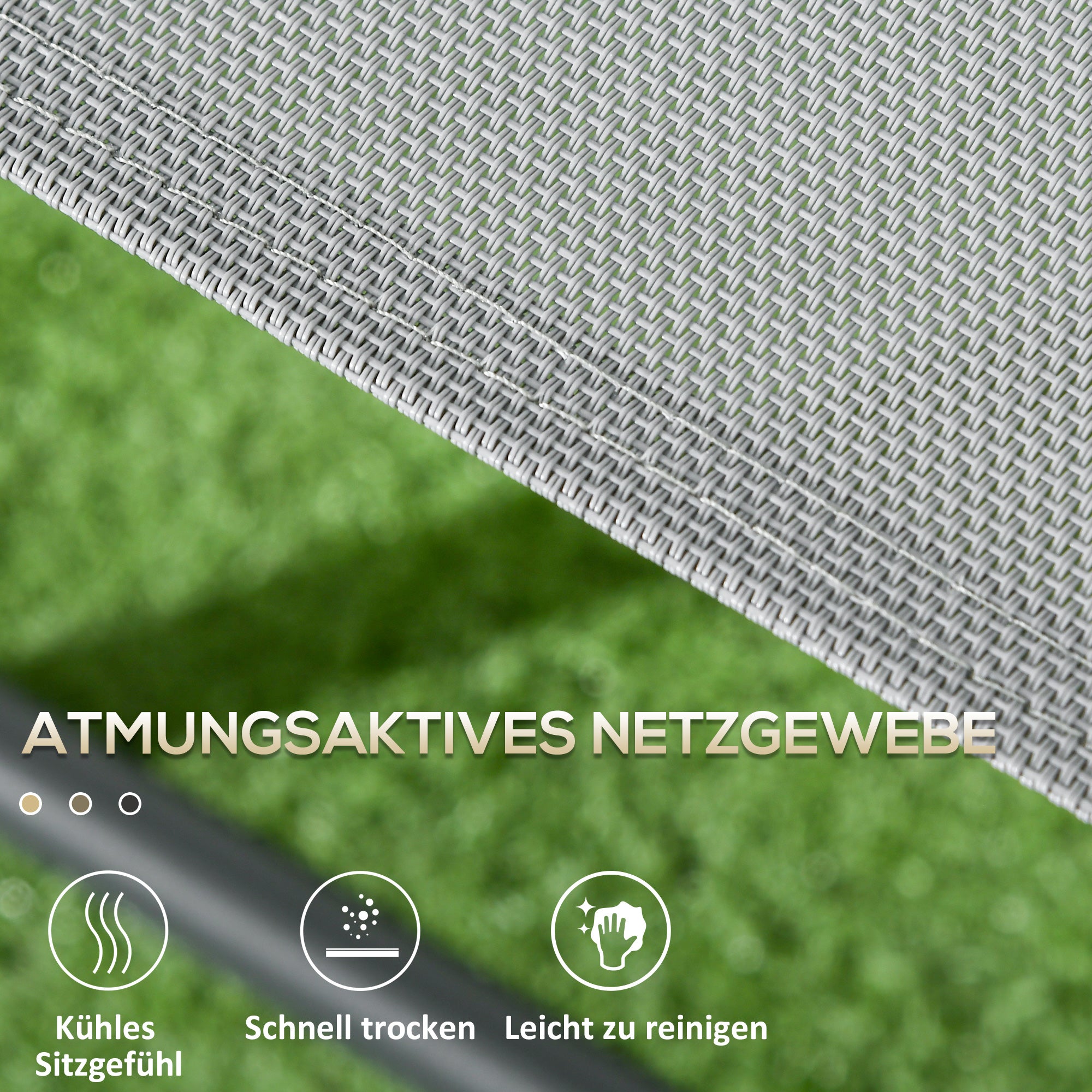 3-Piece Metal Bistro Set Weatherproof Garden Furniture Set with Folding Glass Table Outdoor Chairs Balcony Furniture Set Seating Group Balcony Set Garden Set Light Gray