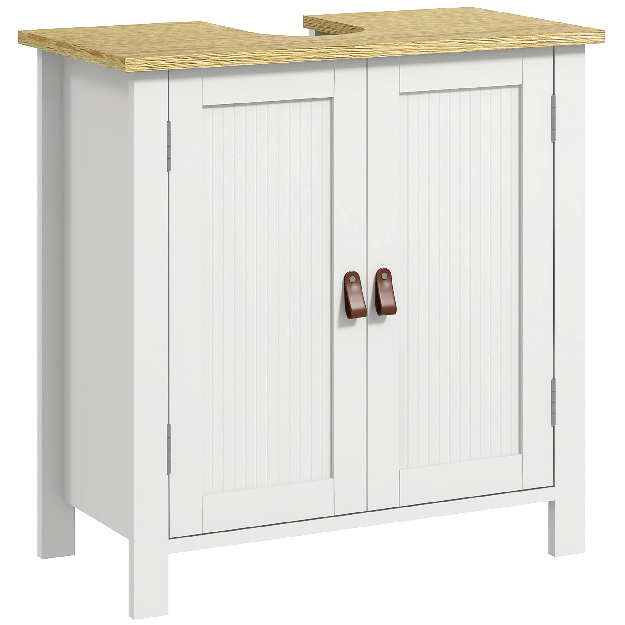 Under Sink Cabinet Bathroom Vanity with Stand Bathroom Cabinet with 2 Doors 2 Handles and Adjustable Shelf without Sink 60x30x60 cm White