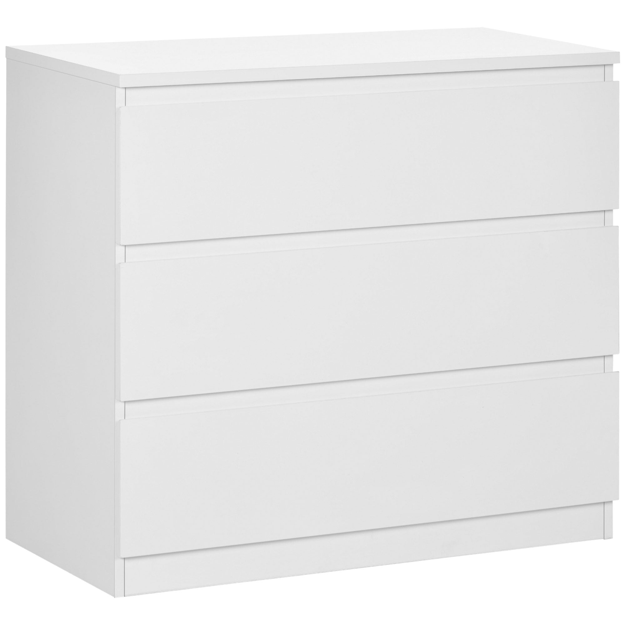 3-Drawer Chest Bedroom Storage Furniture Modern Sleek Design with Soft-Close Mechanism for Bedroom, Living Room - 60 x 38 x 100 cm, White