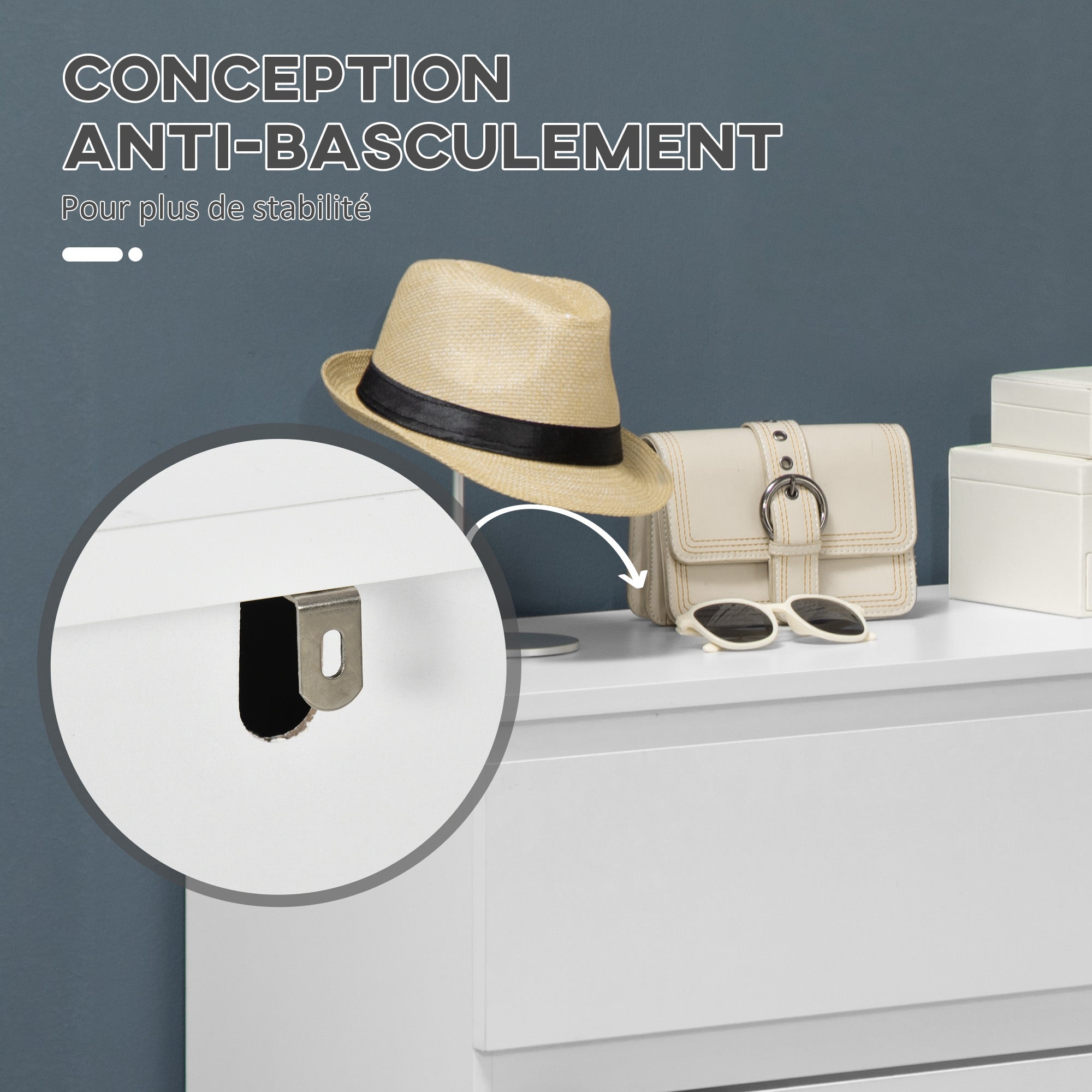 3-Drawer Chest Bedroom Storage Furniture Modern Sleek Design with Soft-Close Mechanism for Bedroom, Living Room - 60 x 38 x 100 cm, White