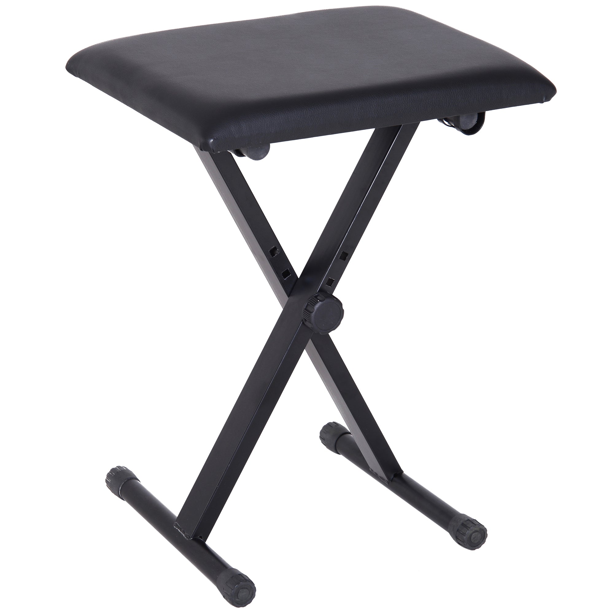 Piano Stool Piano Bench Makeup Stool Height Adjustable Folding Metal Faux Leather Foam Black 39 x 29 x 37-47 cm