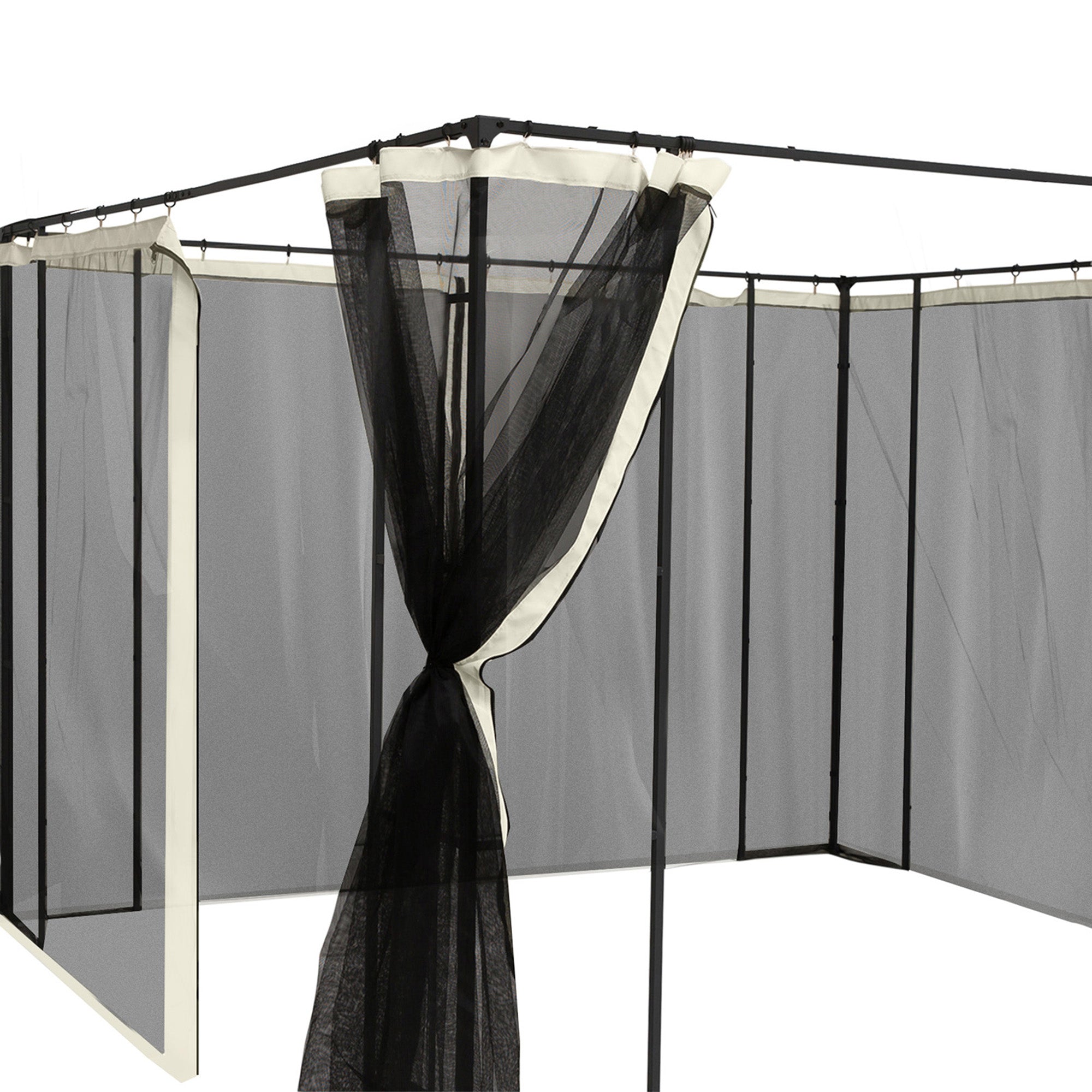 4 Side Panels 3.5x2 m for Garden Gazebo Canopy with Zipper Mesh Fabric Black