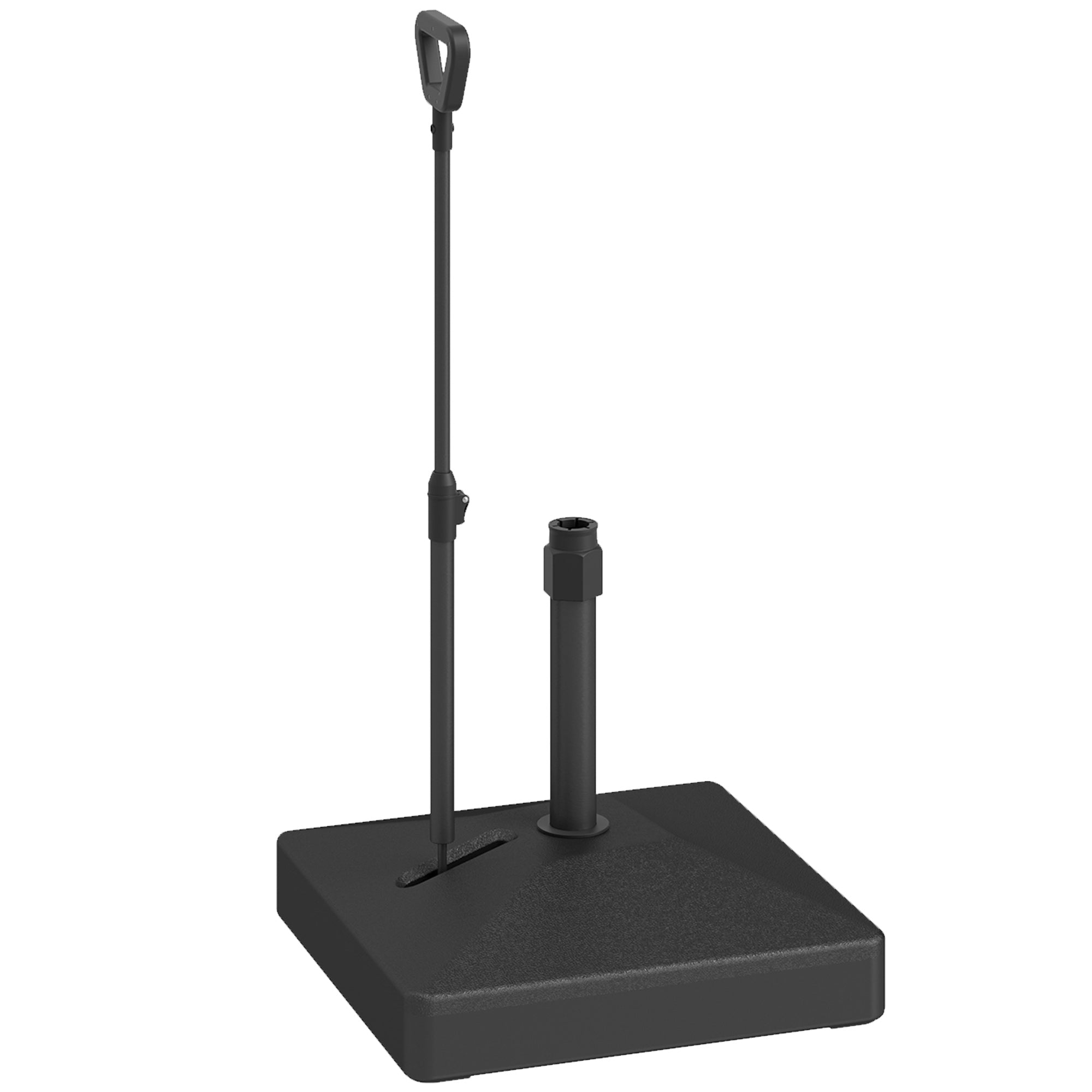 Square Umbrella Base with Wheels Parasol Stand with Adjustable Handle Fillable with 45L Water or 55kg Sand for Garden Terrace Black
