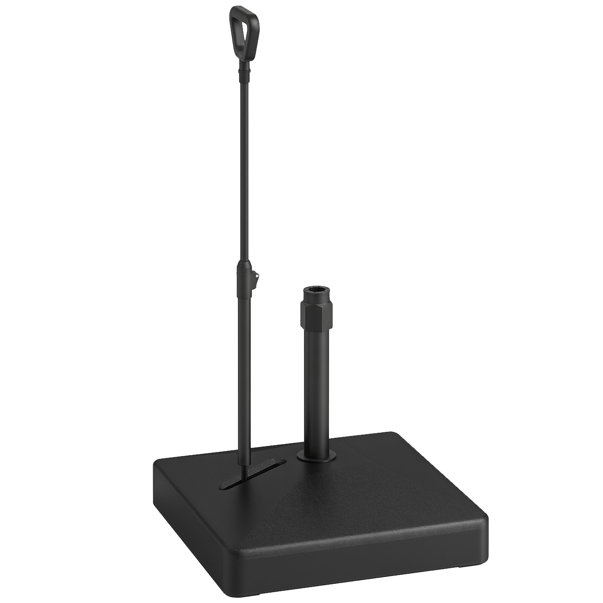 Square Umbrella Base with Wheels Parasol Stand with Adjustable Handle Fillable with 45L Water or 55kg Sand for Garden Terrace Black