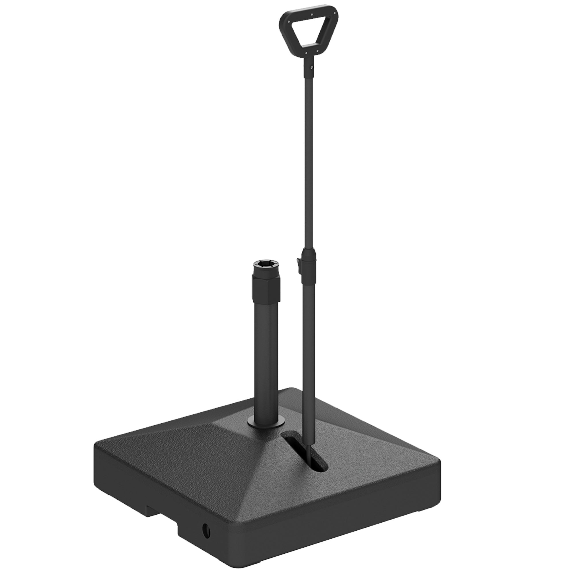 Square Umbrella Base with Wheels Parasol Stand with Adjustable Handle Fillable with 45L Water or 55kg Sand for Garden Terrace Black