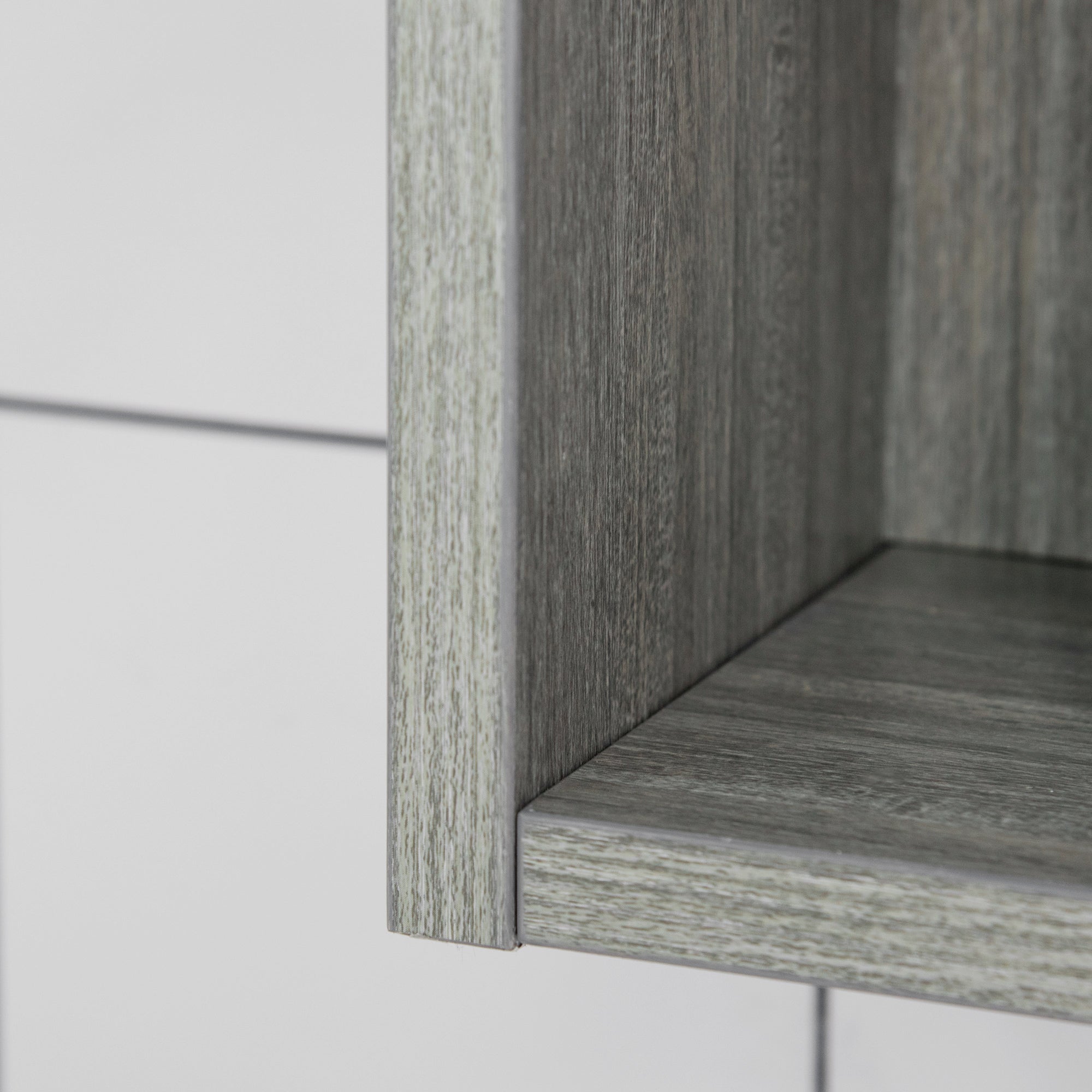 Mirror Cabinet with 4 Sections and Adjustable Shelves, Bathroom Mirror in Wood and Glass, 90x15x75 cm, Gray