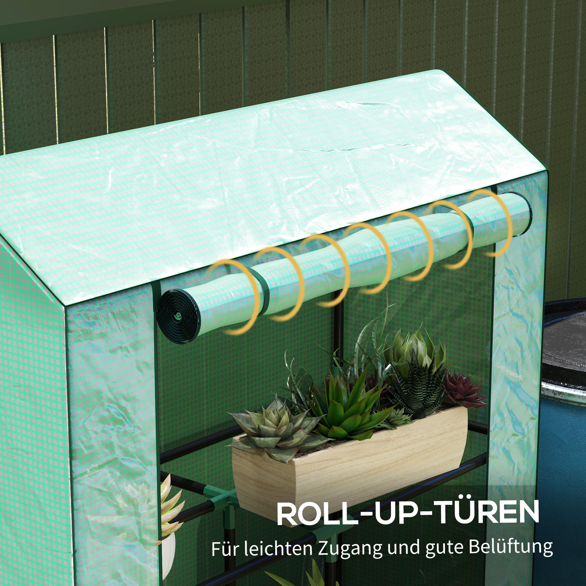 Greenhouse with Shelves Roll-Up Door, Winterproof Steel Frame Greenhouse, Greenhouse for Balcony, Garden, Tomato House with UV Protection 100x40x150cm Tomato Greenhouse for Vegetables Flowers Plants Green