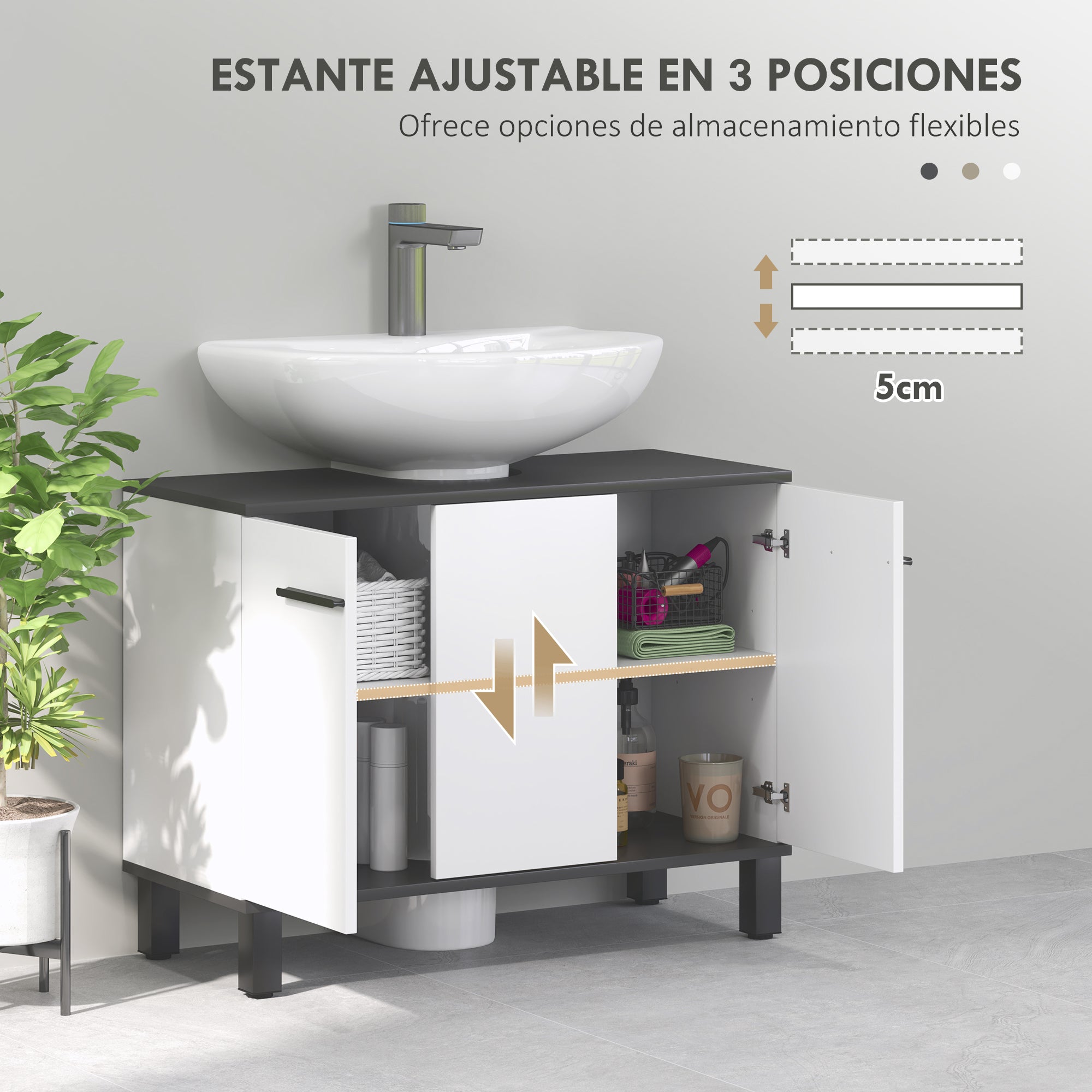 Under Sink Cabinet Bathroom Vanity Unit with Pedestal Sink or with Legs 2 Doors and Adjustable Shelves for 80x34x60 cm Bright White Bathroom