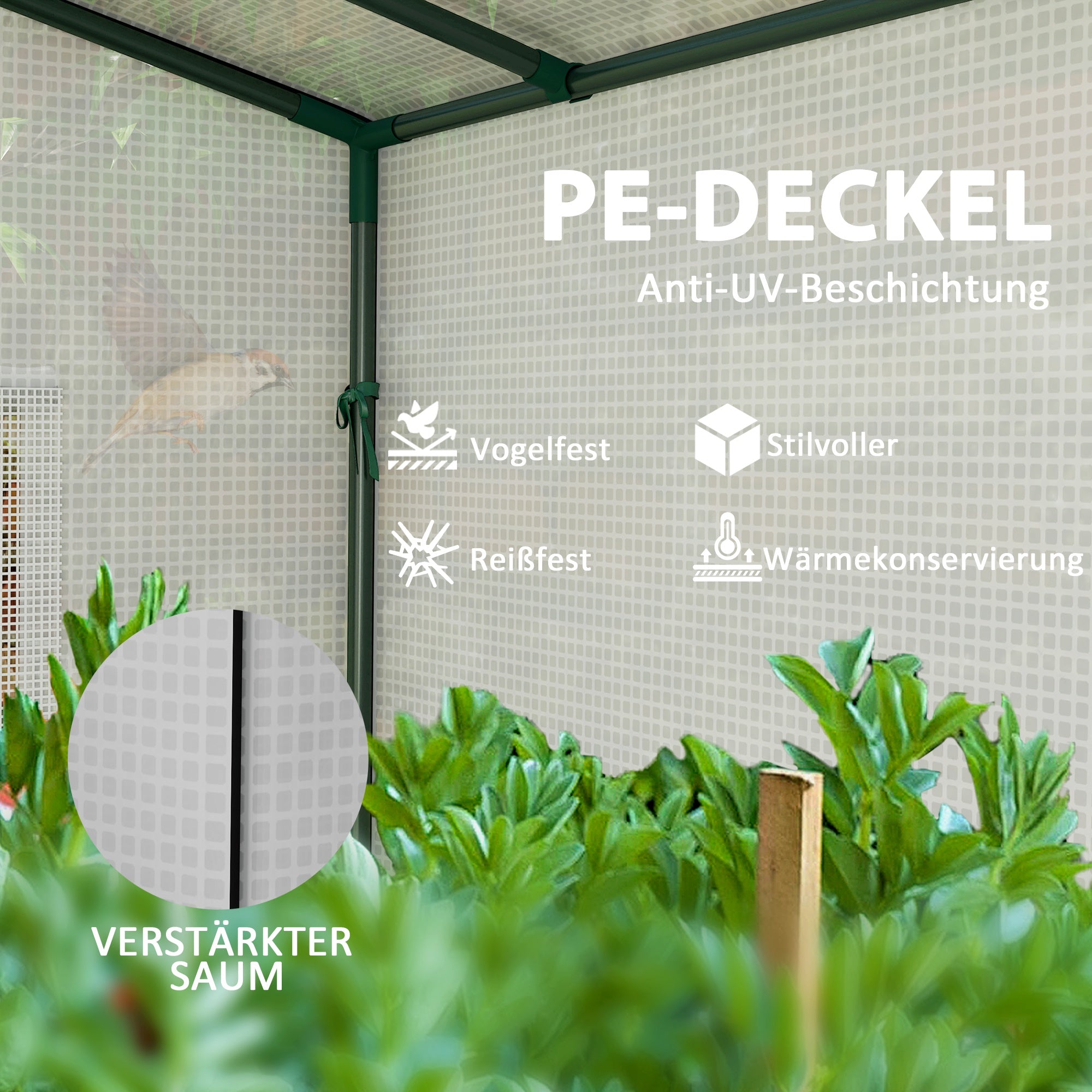 Greenhouse with Roll-Up Door 2 Windows, Winterproof Steel Frame Greenhouse, Cold Frame for Balcony, Garden, Tomato House with UV Protection 200x76x170cm Greenhouse for Vegetables Flowers, White