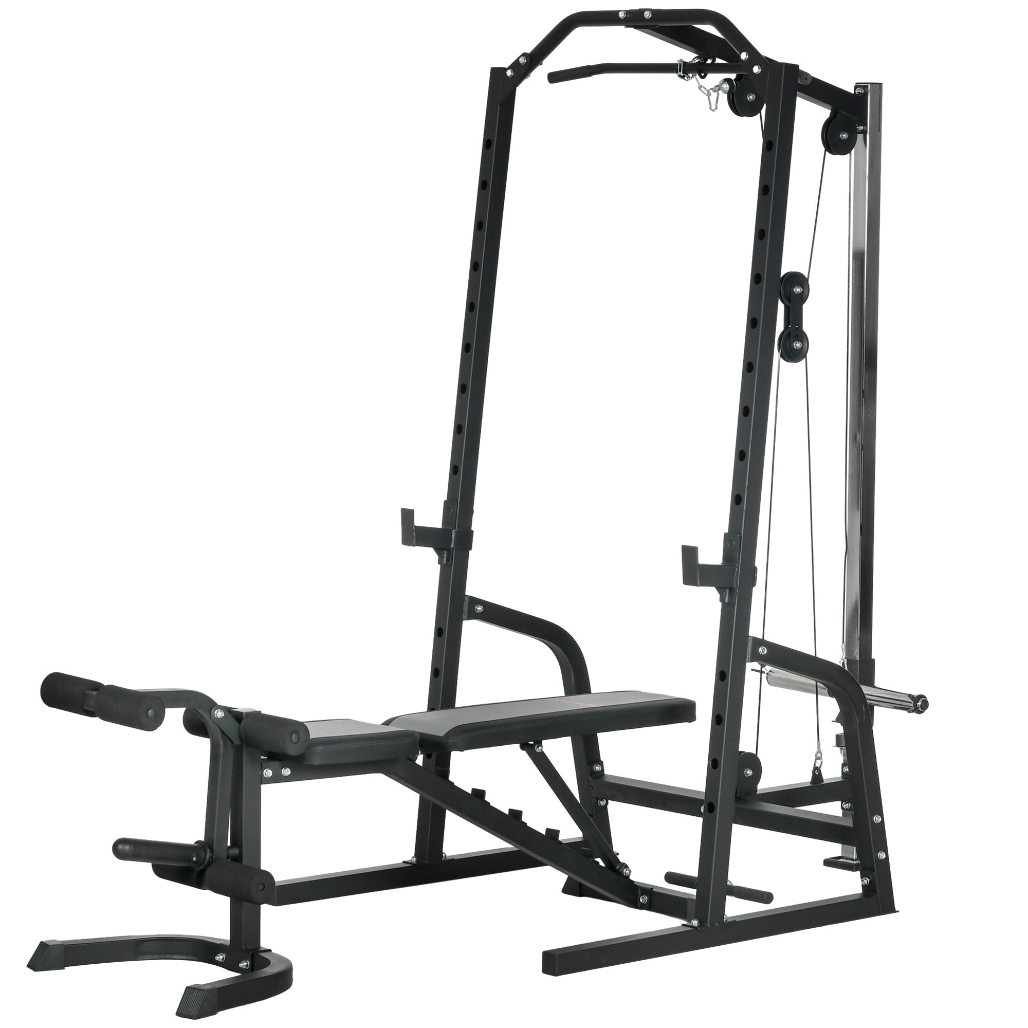 SPORTNOW Multifunctional Fitness Station with Ab Bench, Adjustable Power Tower with 15 Levels Barbell Rack for Home Workout, 152x105x212cm, Black