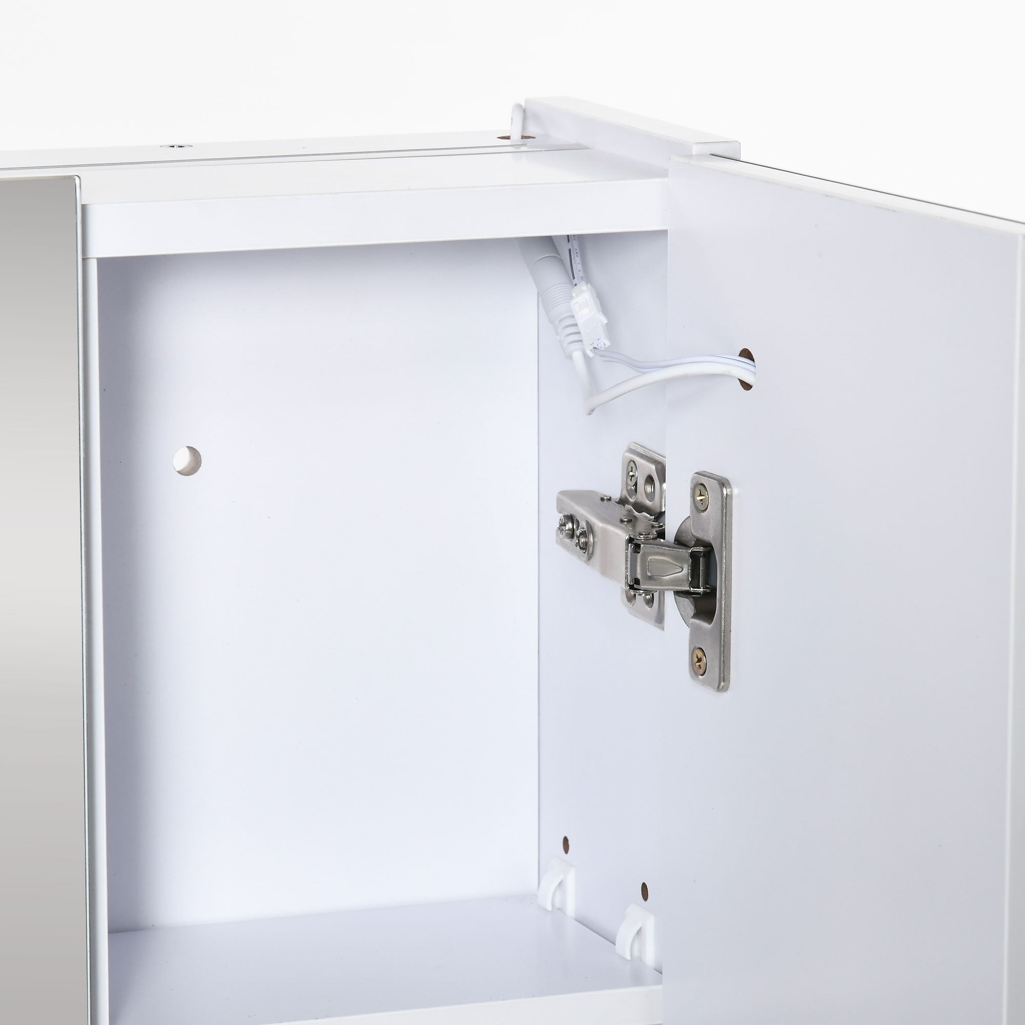 Bathroom Cabinet with Mirror and LED Lights Bathroom Cabinet with Adjustable Shelves and USB Modern Style Bathroom Furniture 90x15x75 cm White