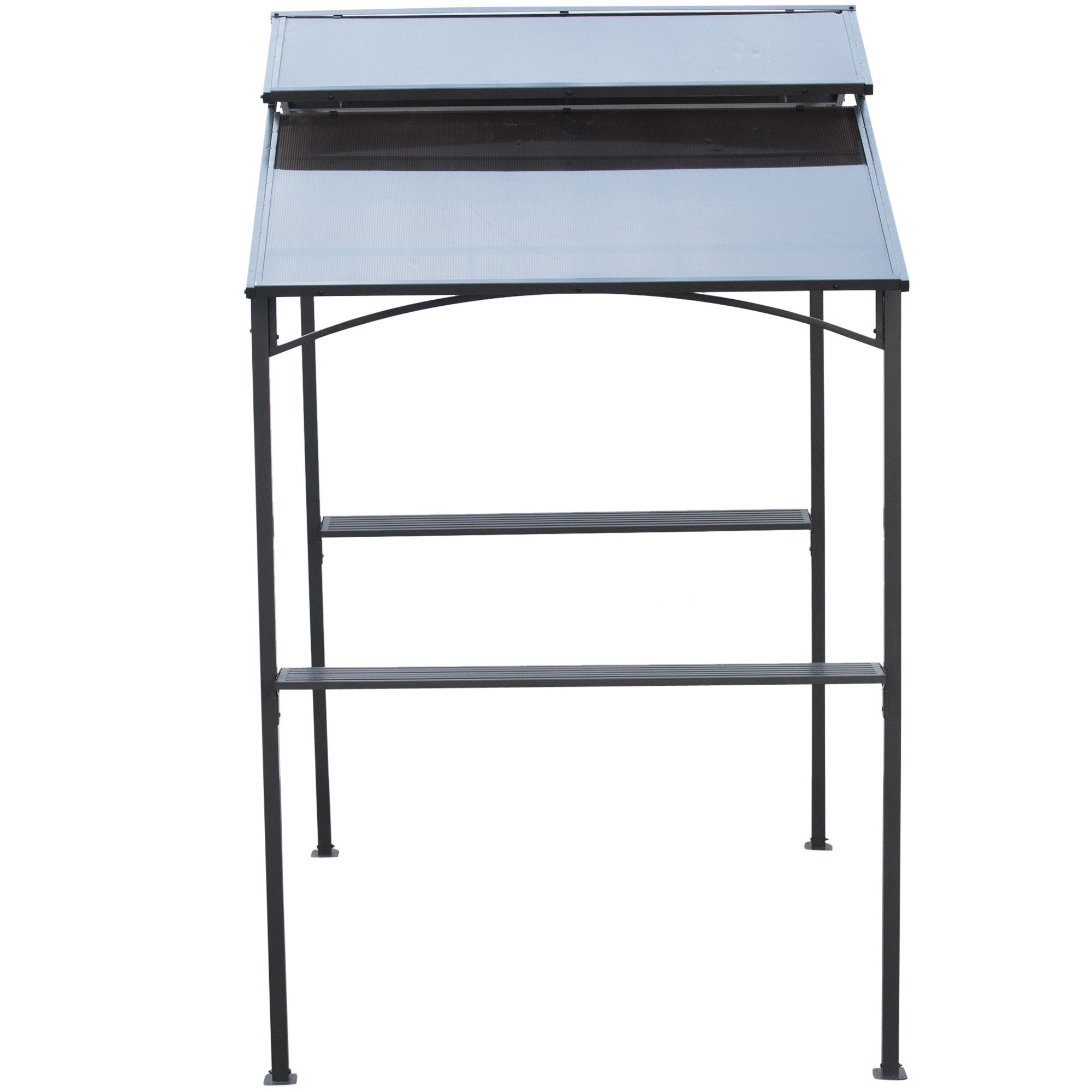 Barbecue Pavilion with Flame-Retardant Roof BBQ Pavilion with 2 Shelves 2.5 x 1.5m Steel PC Black+Brown