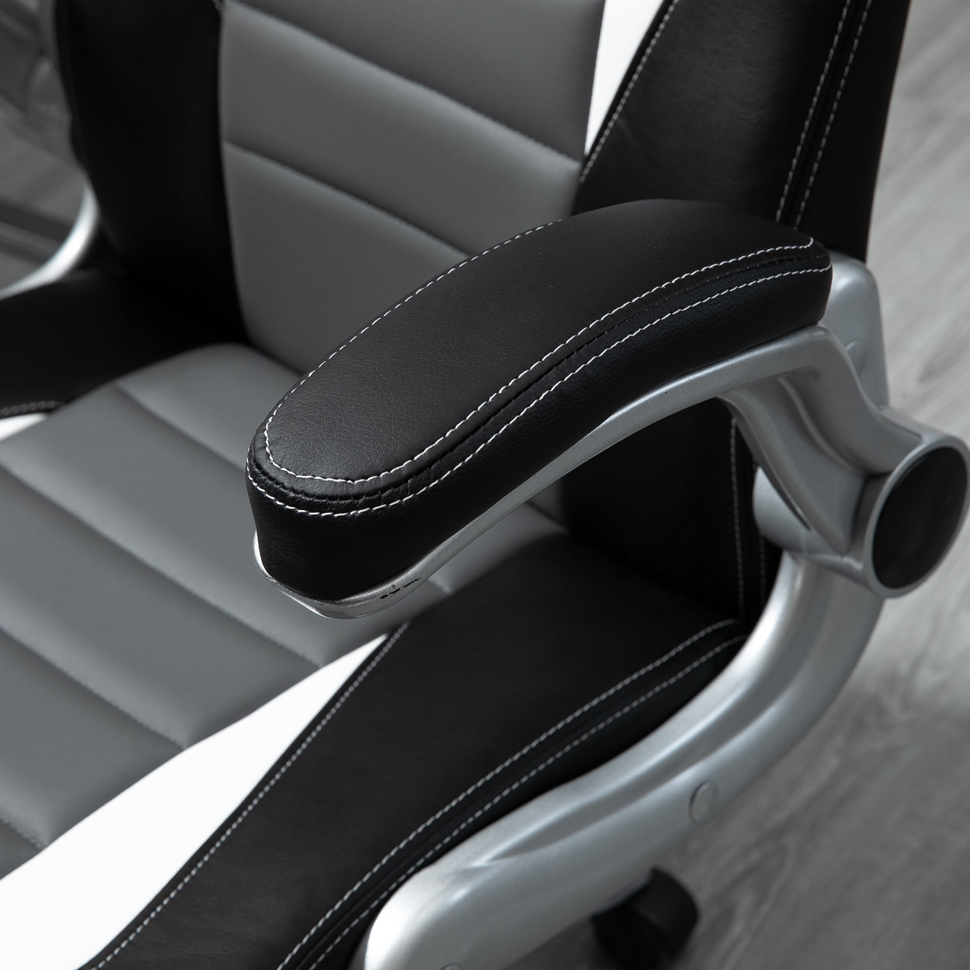 Office Chair Desk Chair Adjustable Swivel Chair with Foldable Armrests 5 Wheels and Rocking Function Load 120 kg 65x69x112-122 cm Gray