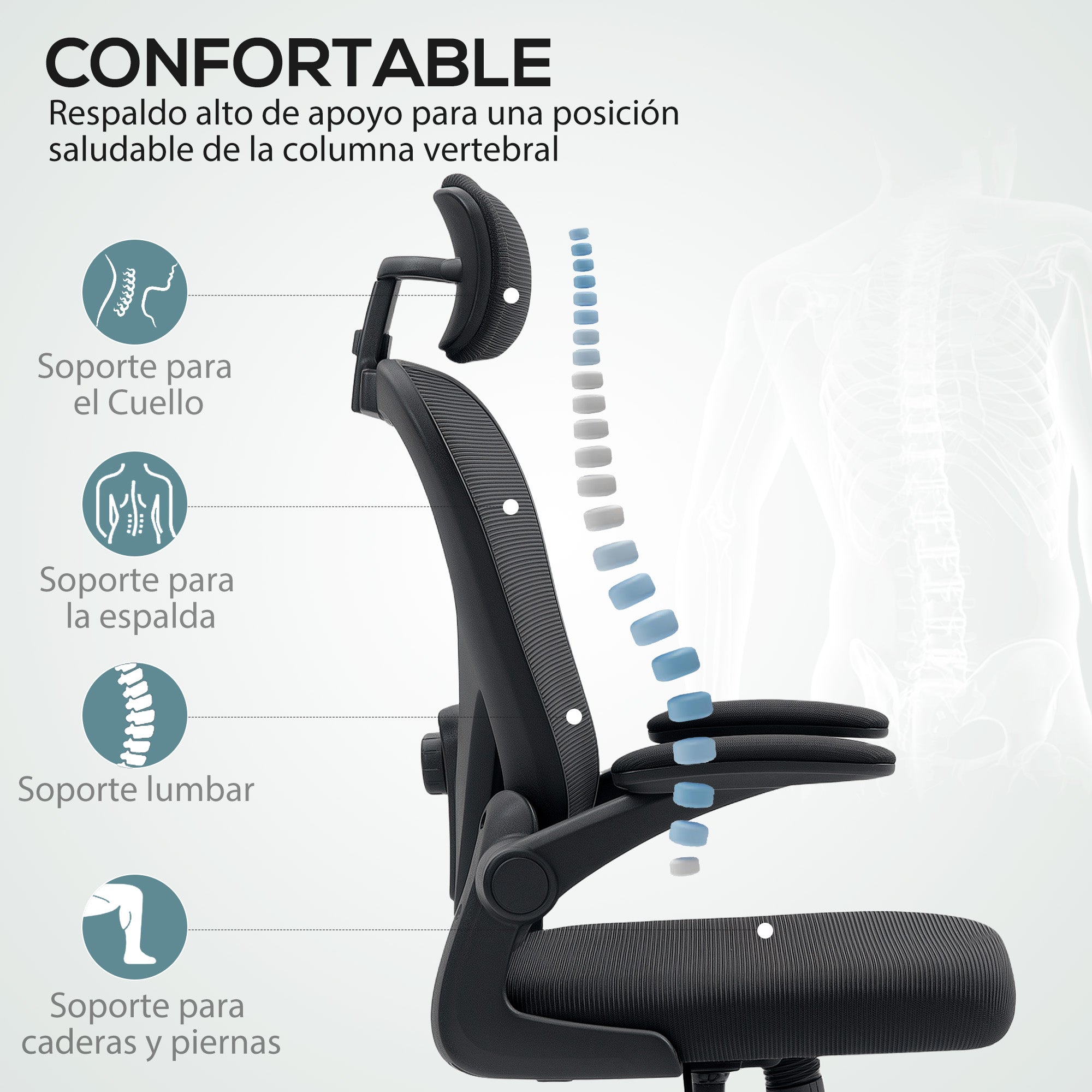 Swivel Office Chair Breathable Mesh Desk Chair with Adjustable Height Adjustable Headrest and Lumbar Support Reclining Office Chair Load 120 kg Black
