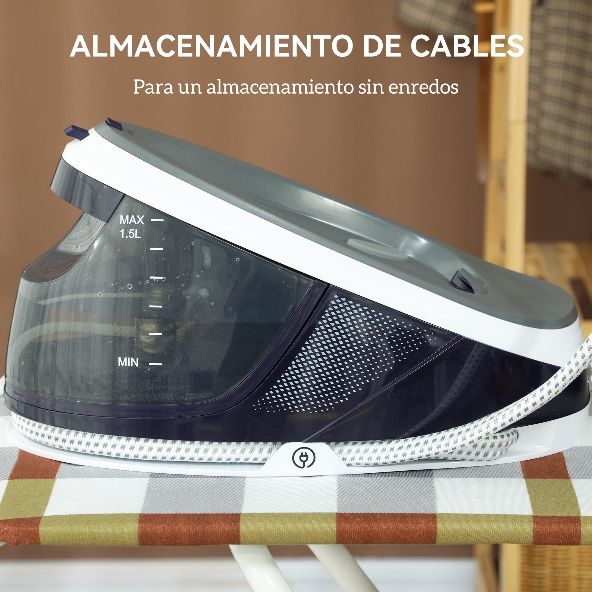 2600W Steam Ironing Station 100 g/min 8 Bars ECO Function Ceramic Soleplate Powerful Vertical Ironing Automatic Shut-Off Anti-Calc Self-Cleaning Removable Tank 1.5 L Blue