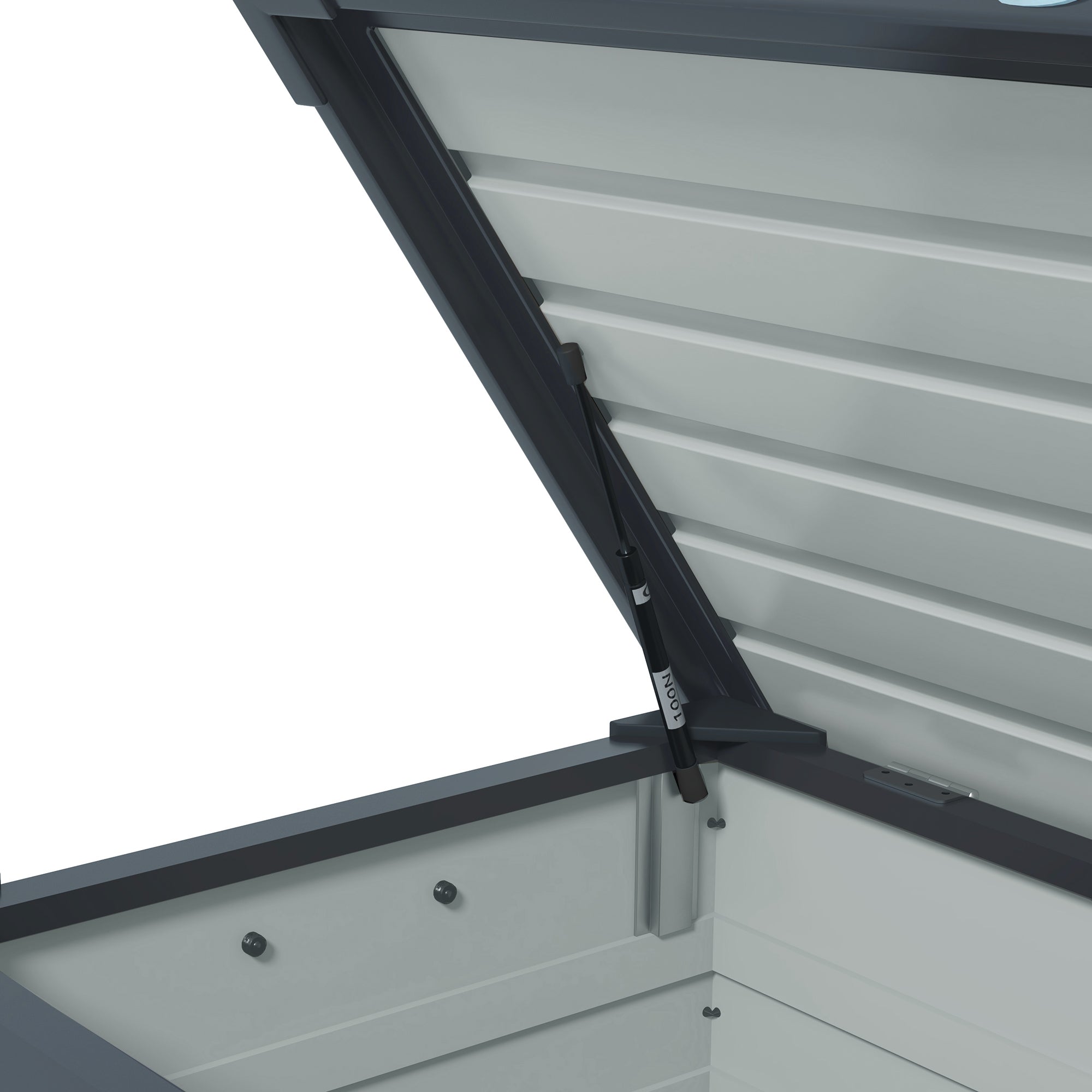 295L Garden Storage Box with Lock, 2 Handles, and 4 Wheels, Galvanized Steel Storage Unit, 100x62x65 cm, Dark Gray