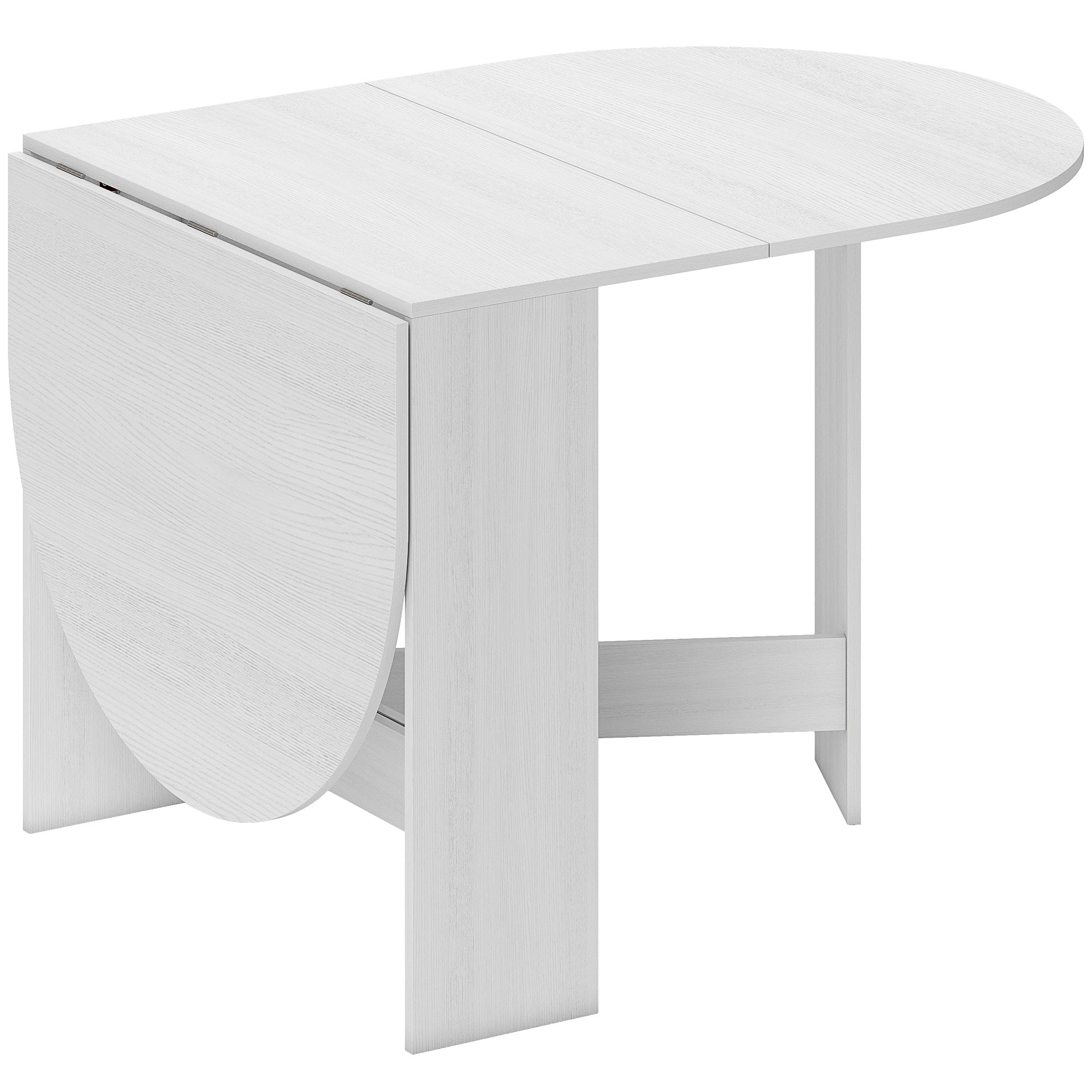Folding Dining Table Oval Kitchen Table with Foldable Wings Modern Style 163x80x75 cm White