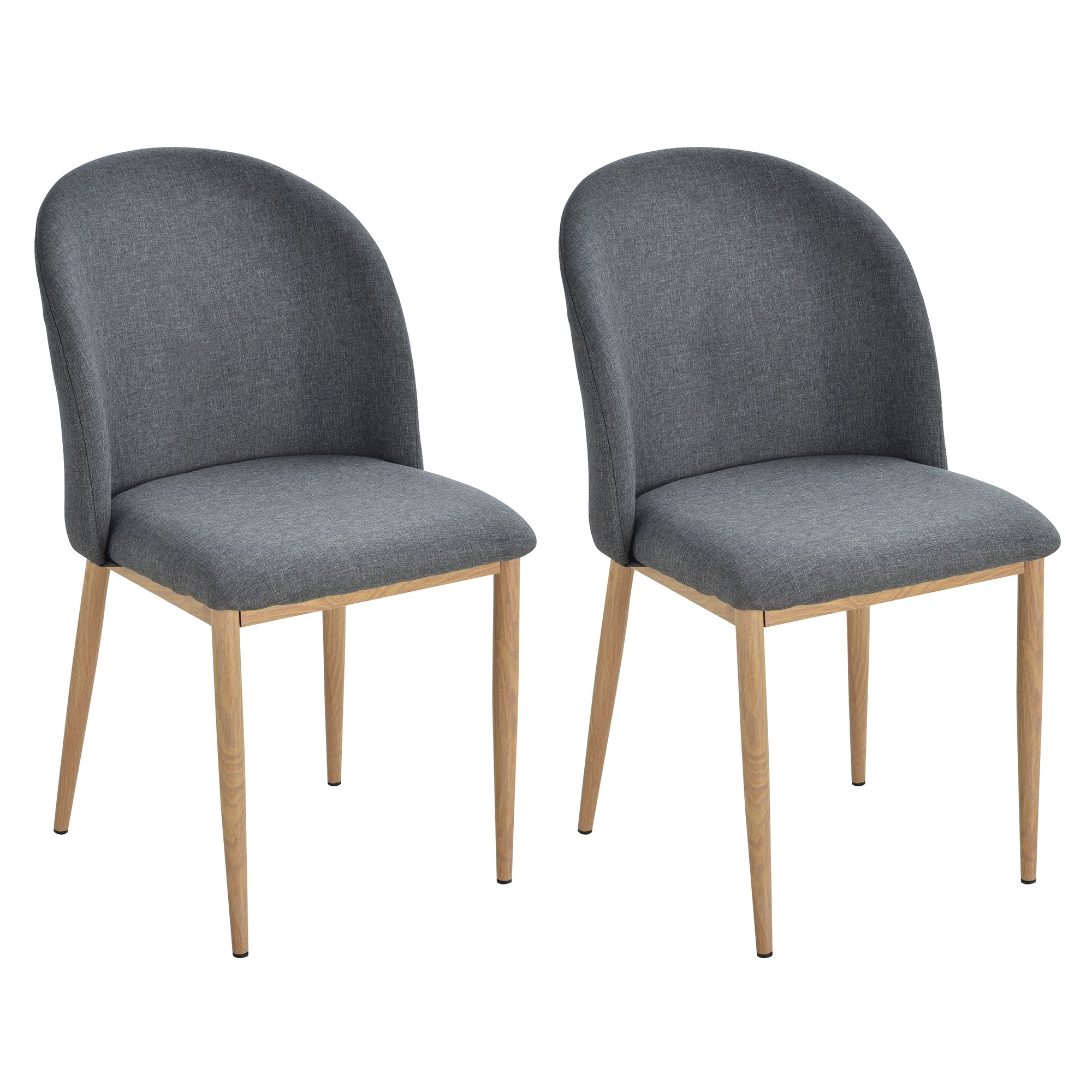 Set of 2 Dining Chairs Living Room Chair with Metal Legs Imitation Wood 50 x 58 x 85 cm Gray