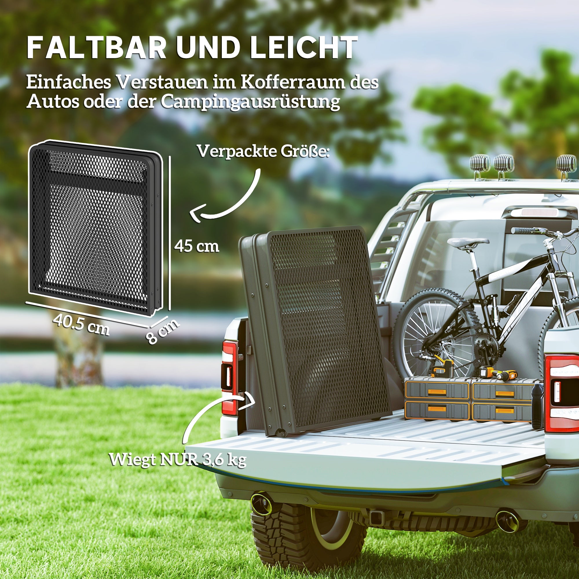 Height Adjustable Camping Table Folding Table with Metal Grid Portable Garden Table made of Aluminum Lightweight Multifunctional Table Side Table for Garden Balcony Camping 90 x 40.5cm Black