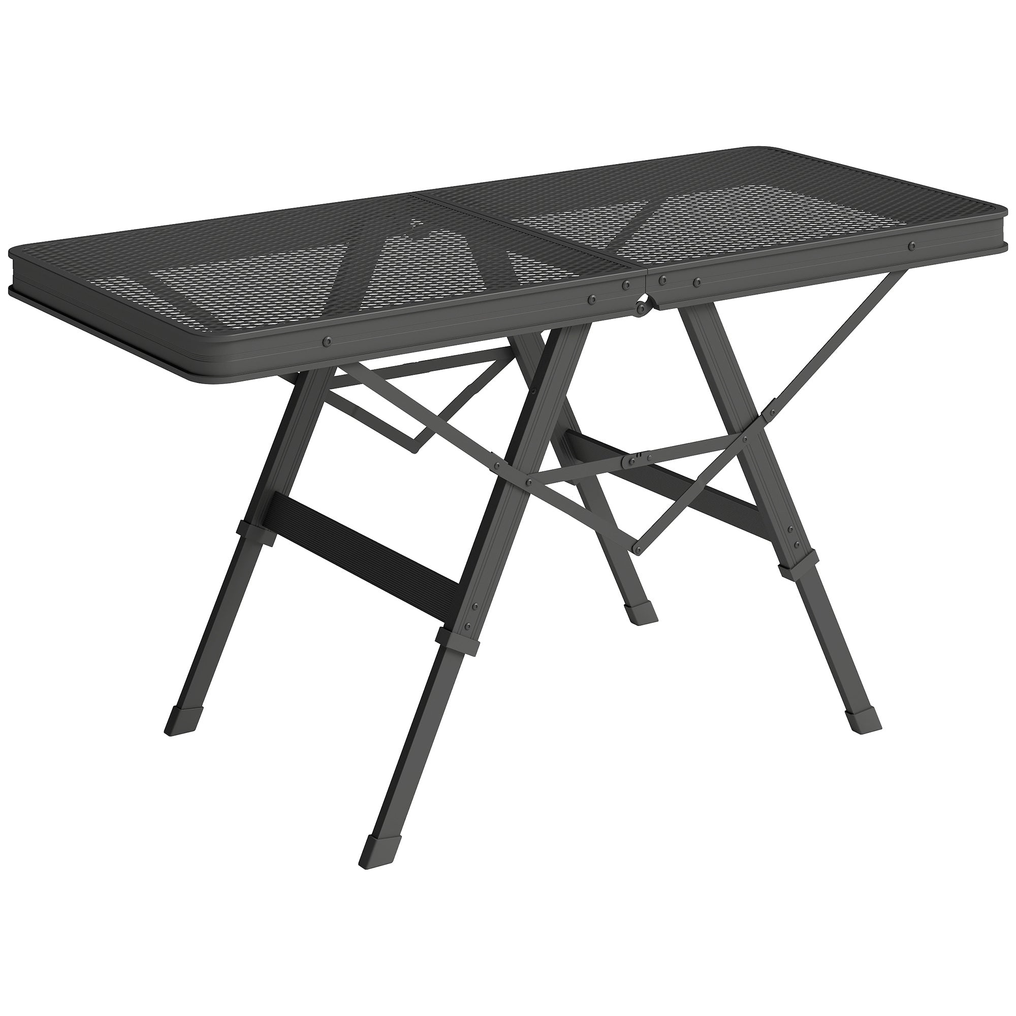 Height Adjustable Camping Table Folding Table with Metal Grid Portable Garden Table made of Aluminum Lightweight Multifunctional Table Side Table for Garden Balcony Camping 90 x 40.5cm Black